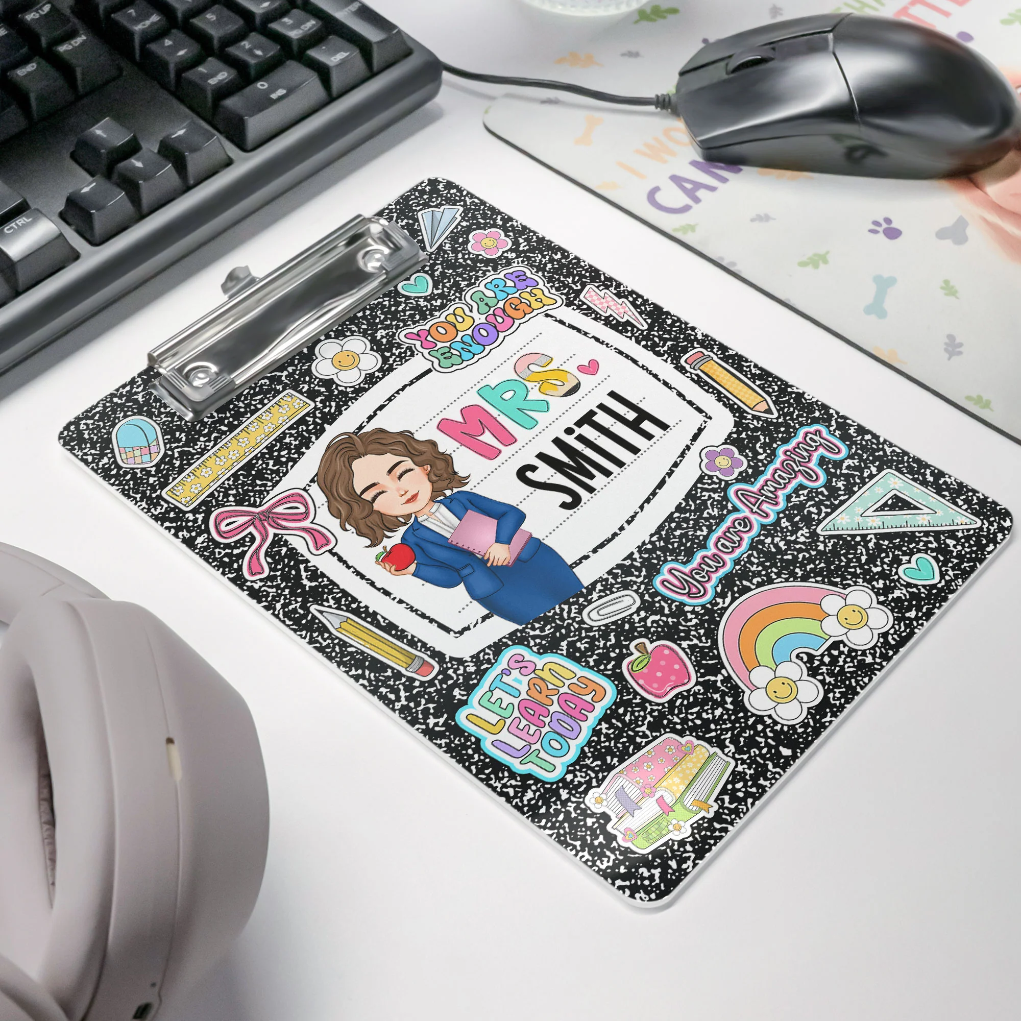 Teacher Back To School Gift Composition Book Design - Personalized Acrylic Clipboard - Image 4
