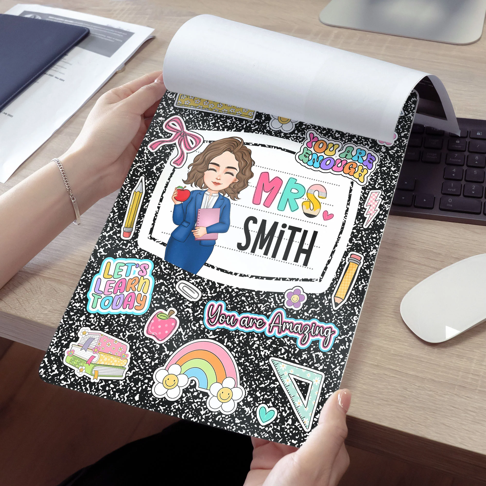 Teacher Back To School Gift Composition Book Design - Personalized Acrylic Clipboard - Image 6