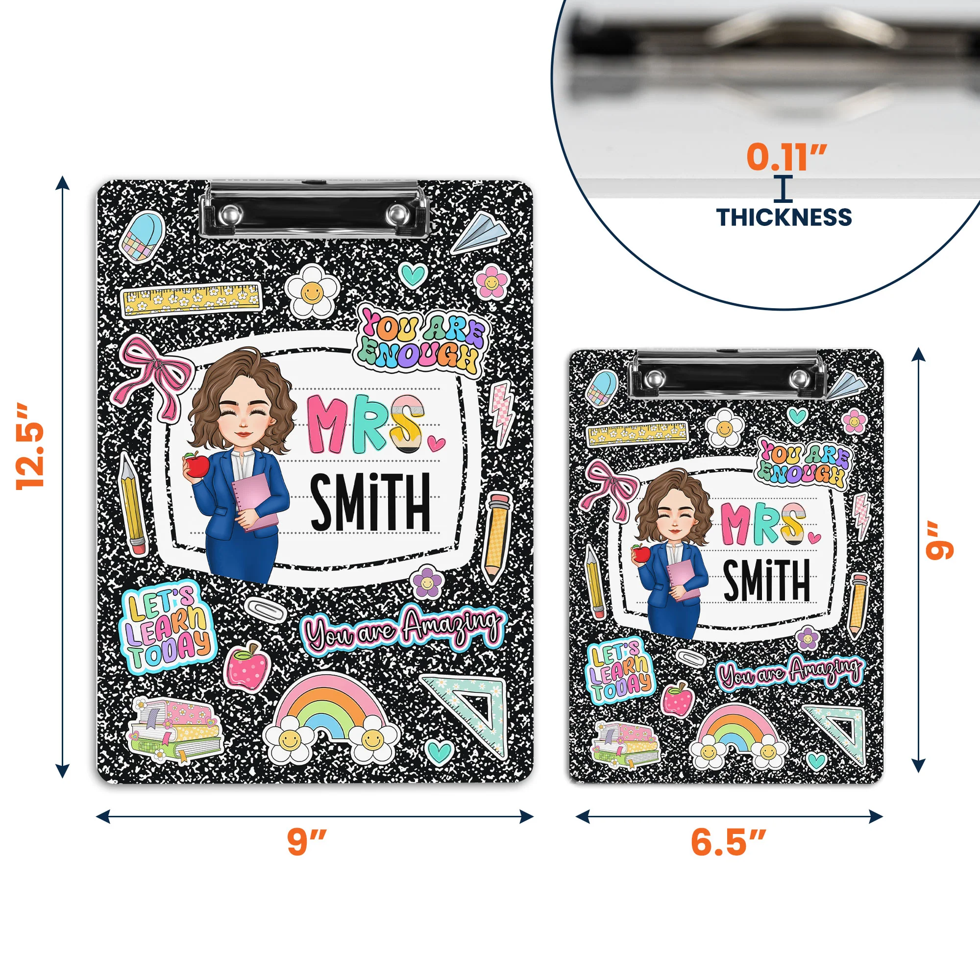 Teacher Back To School Gift Composition Book Design - Personalized Acrylic Clipboard - Image 8