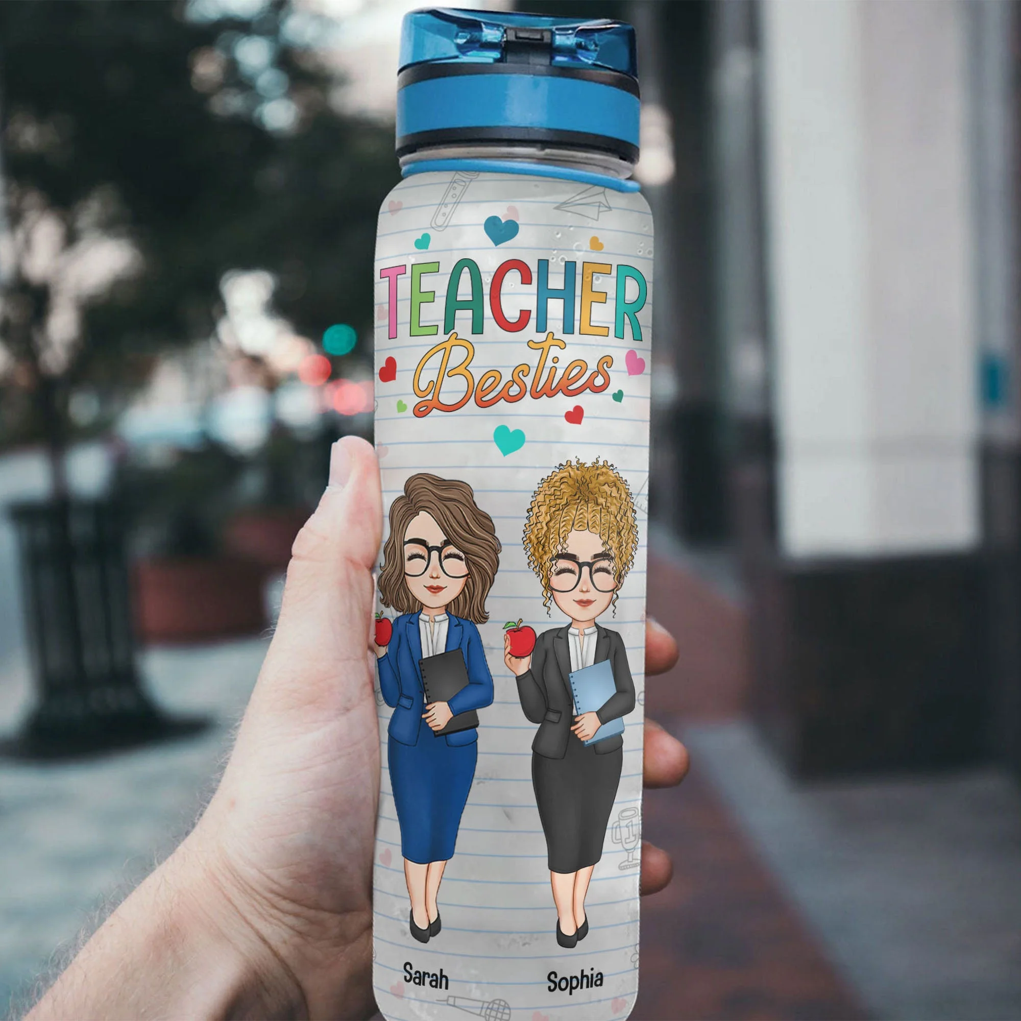 Teacher besties - Personalized Water Tracker Bottle - Image 3