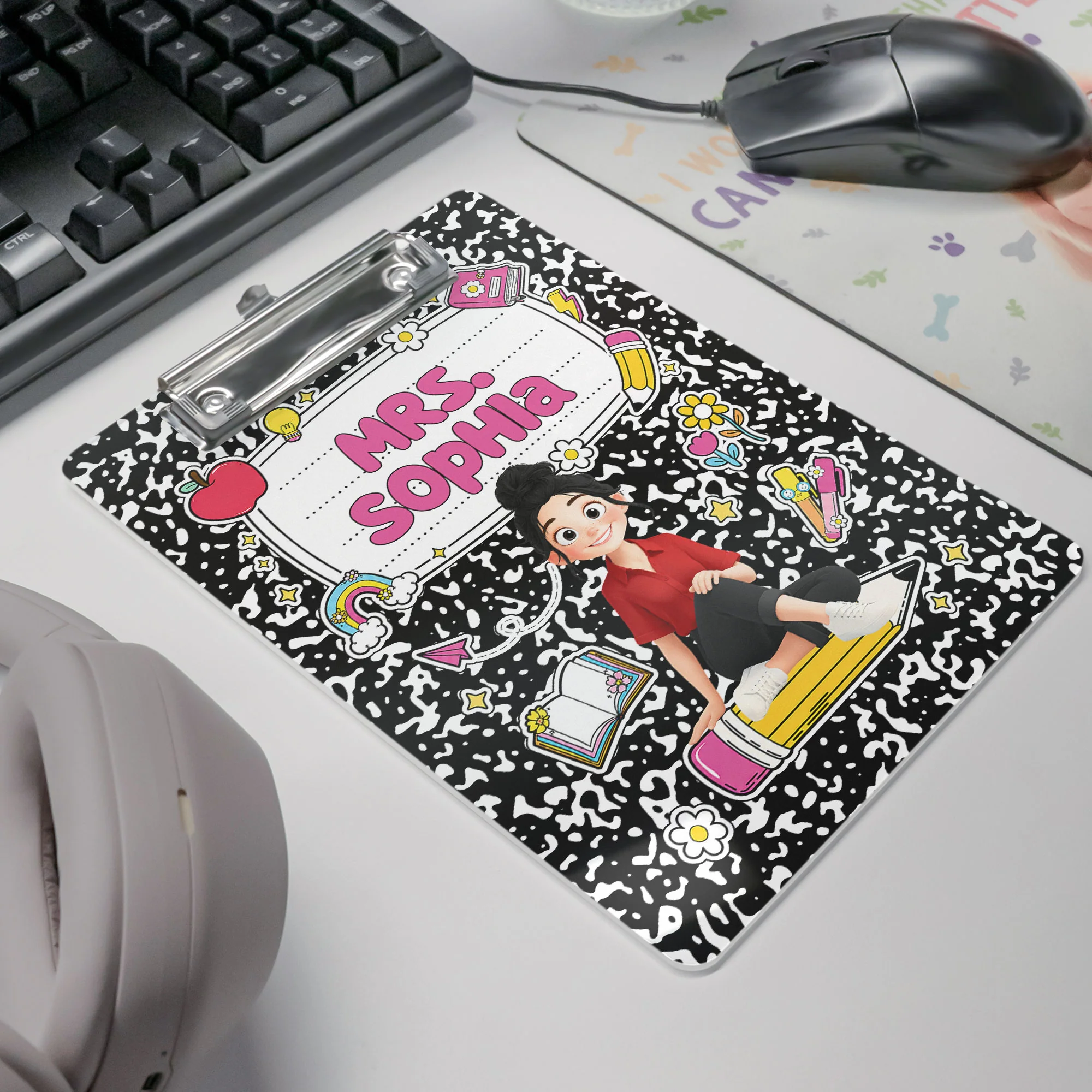 Teacher Cartoon Composition Book - Personalized Clipboard - Image 6