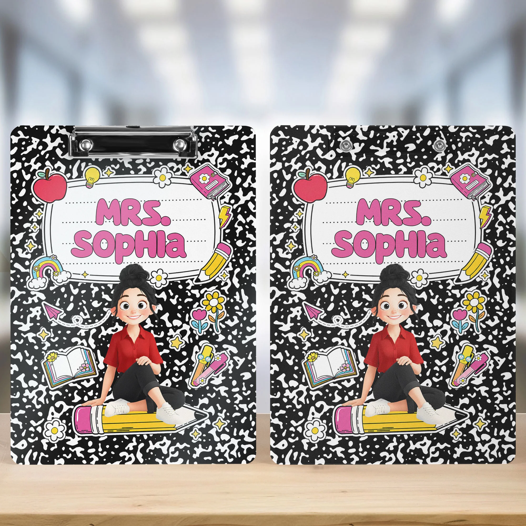 Teacher Cartoon Composition Book - Personalized Clipboard - Image 7