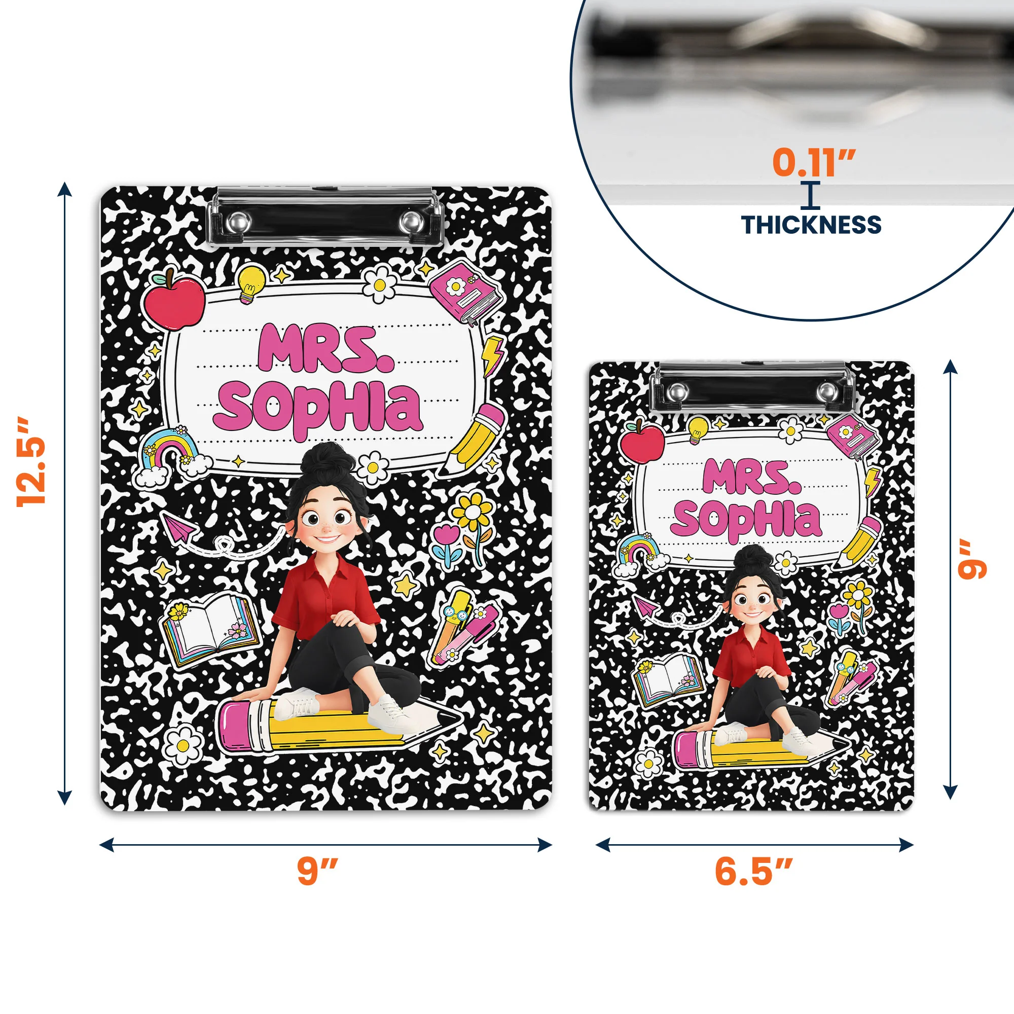 Teacher Cartoon Composition Book - Personalized Clipboard - Image 8
