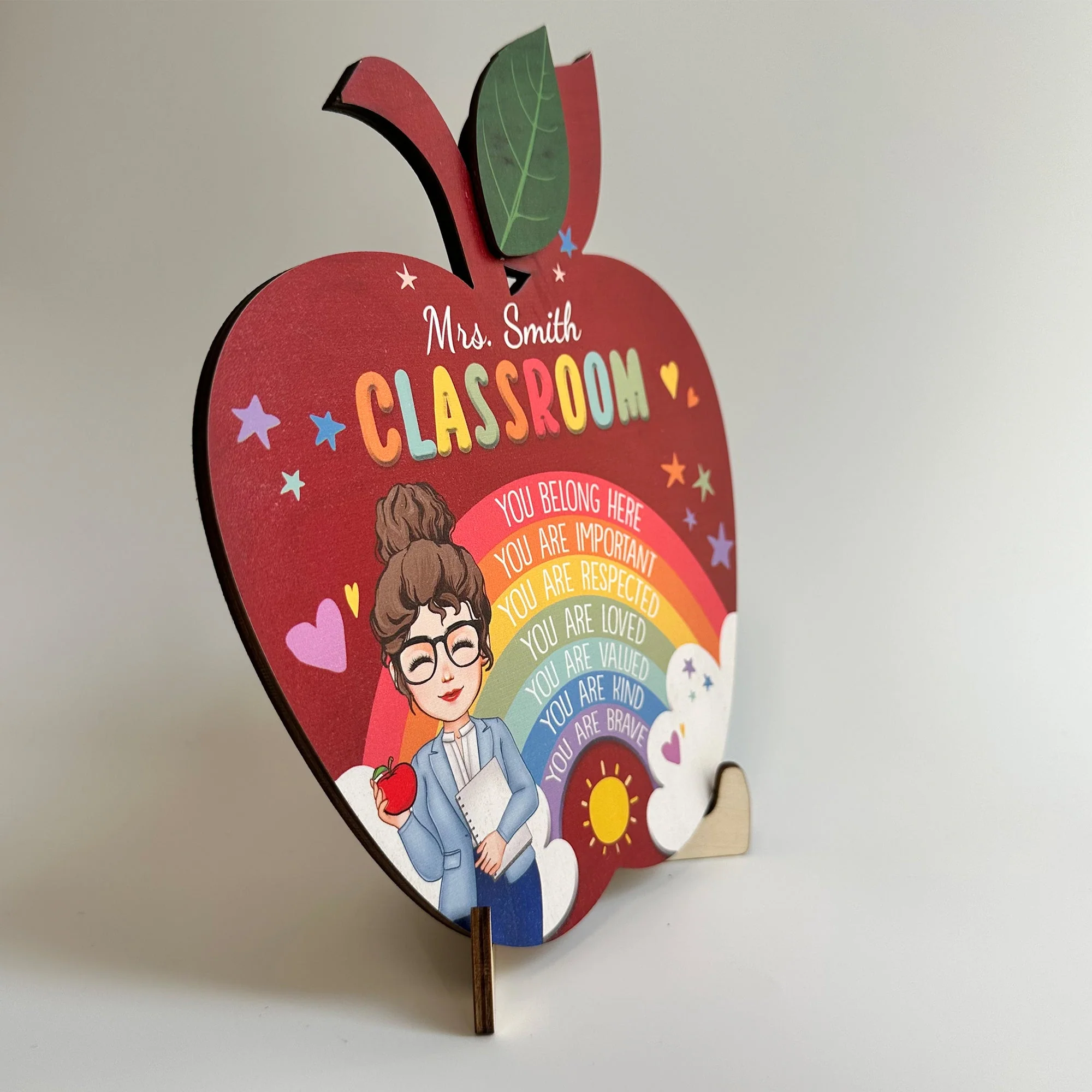 Teacher Classroom You Are Respected - Personalized 2 Layers Wooden Plaque - Image 4