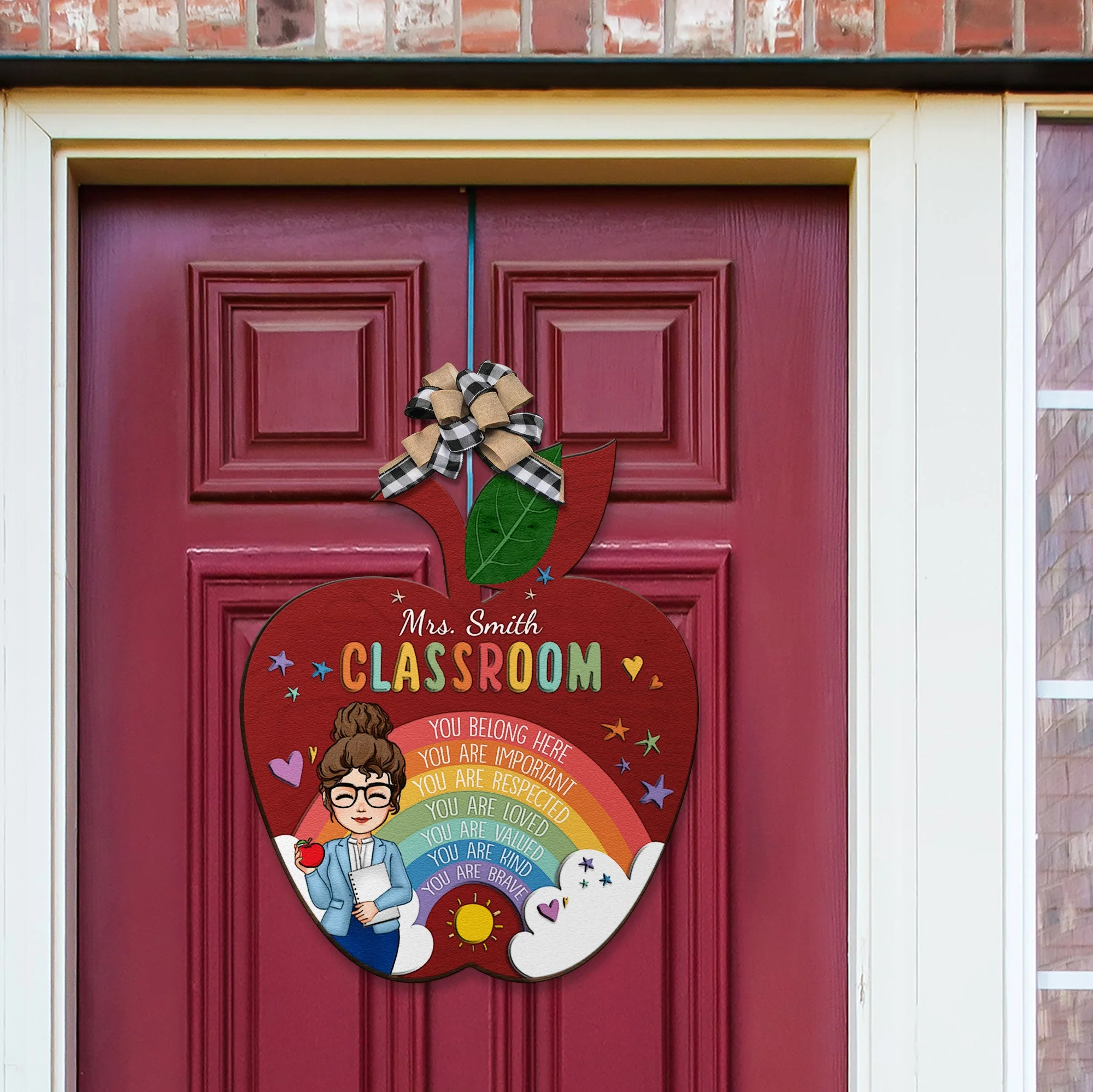 Teacher Classroom You Are Respected - Personalized Custom Shaped Wood Sign - Image 3