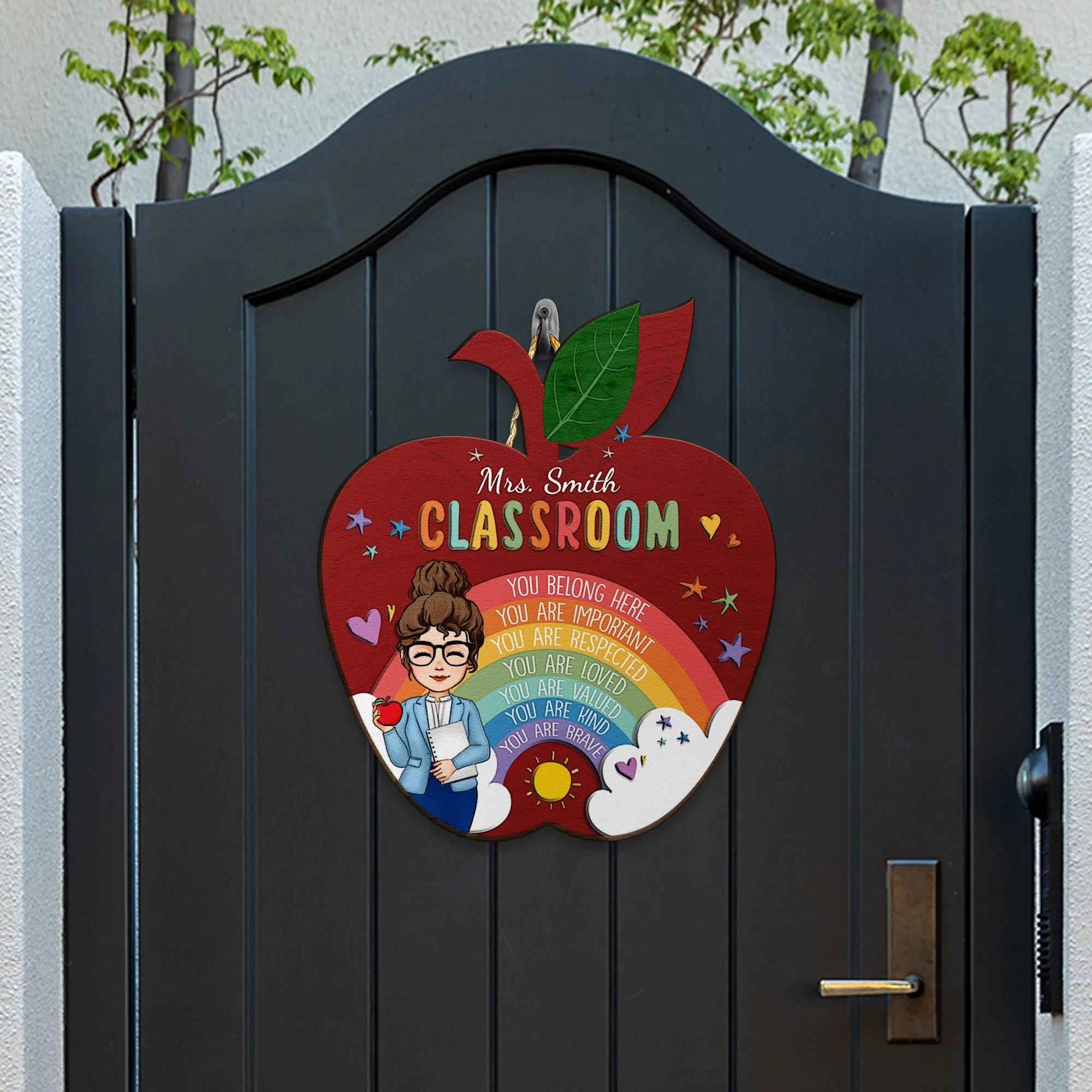 Teacher Classroom You Are Respected - Personalized Custom Shaped Wood Sign - Image 4