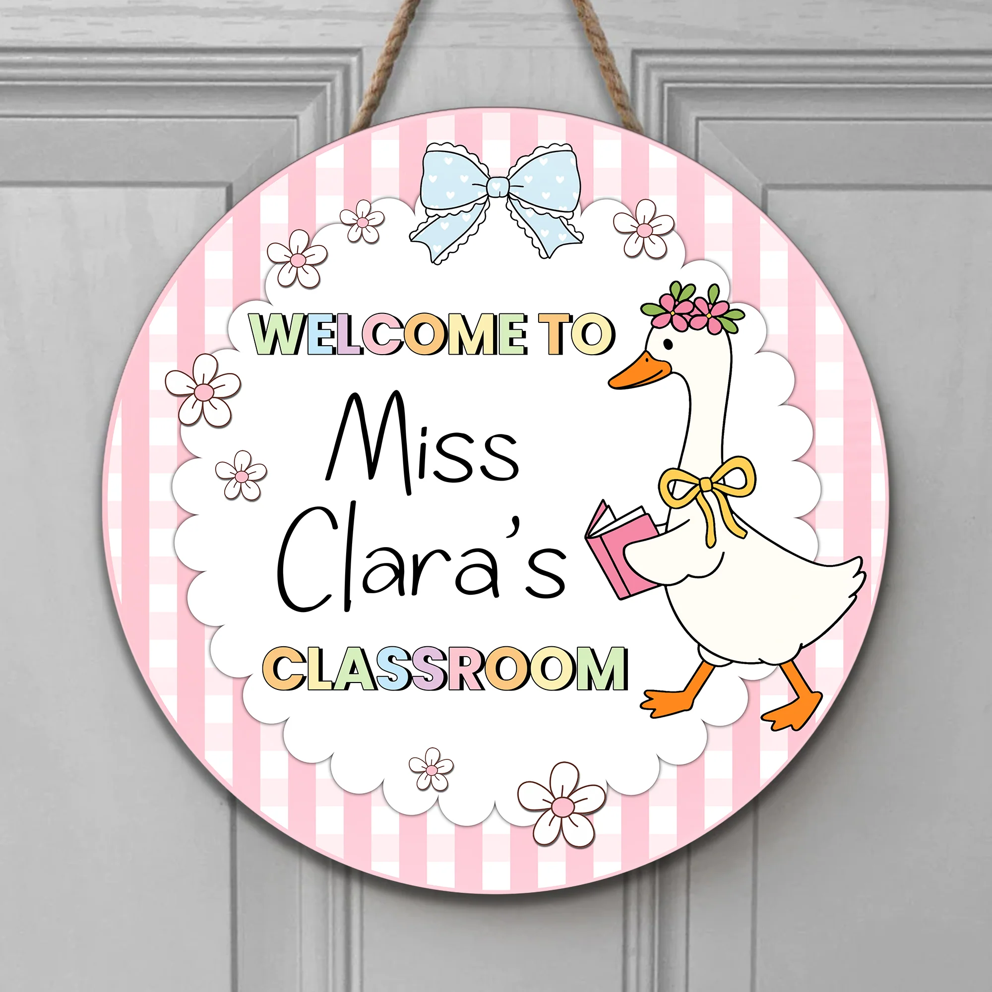 Teacher Goose Classroom Welcome - Personalized Wood Sign - Image 3