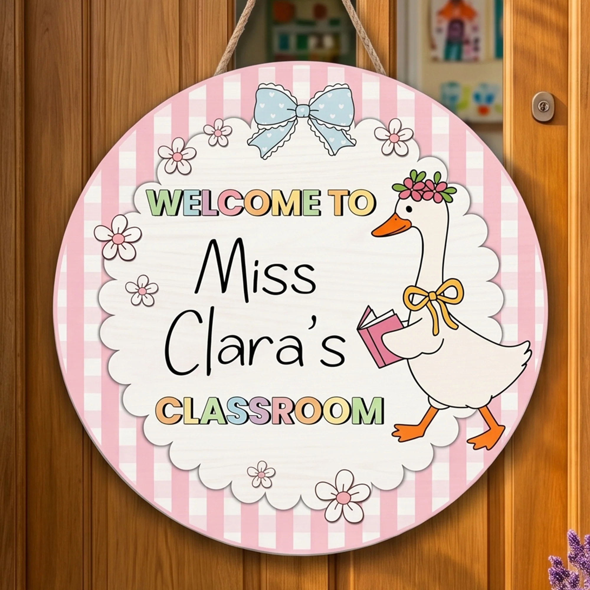 Teacher Goose Classroom Welcome - Personalized Wood Sign - Image 4