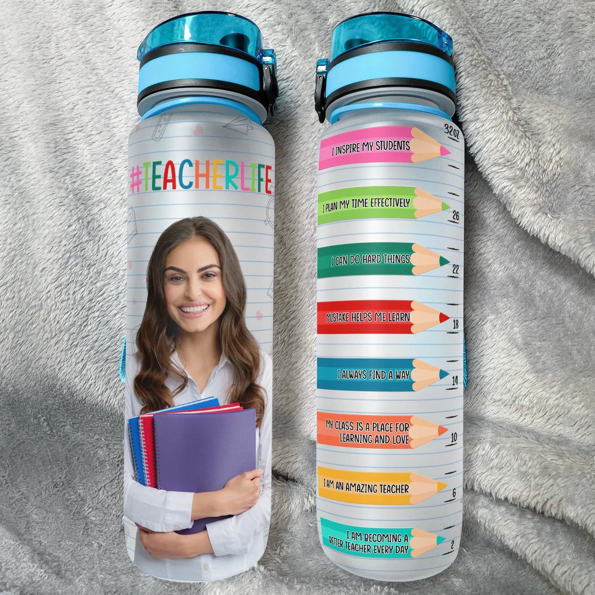 Teacher Life Affirmation - Personalized Photo Water Bottle - Image 2