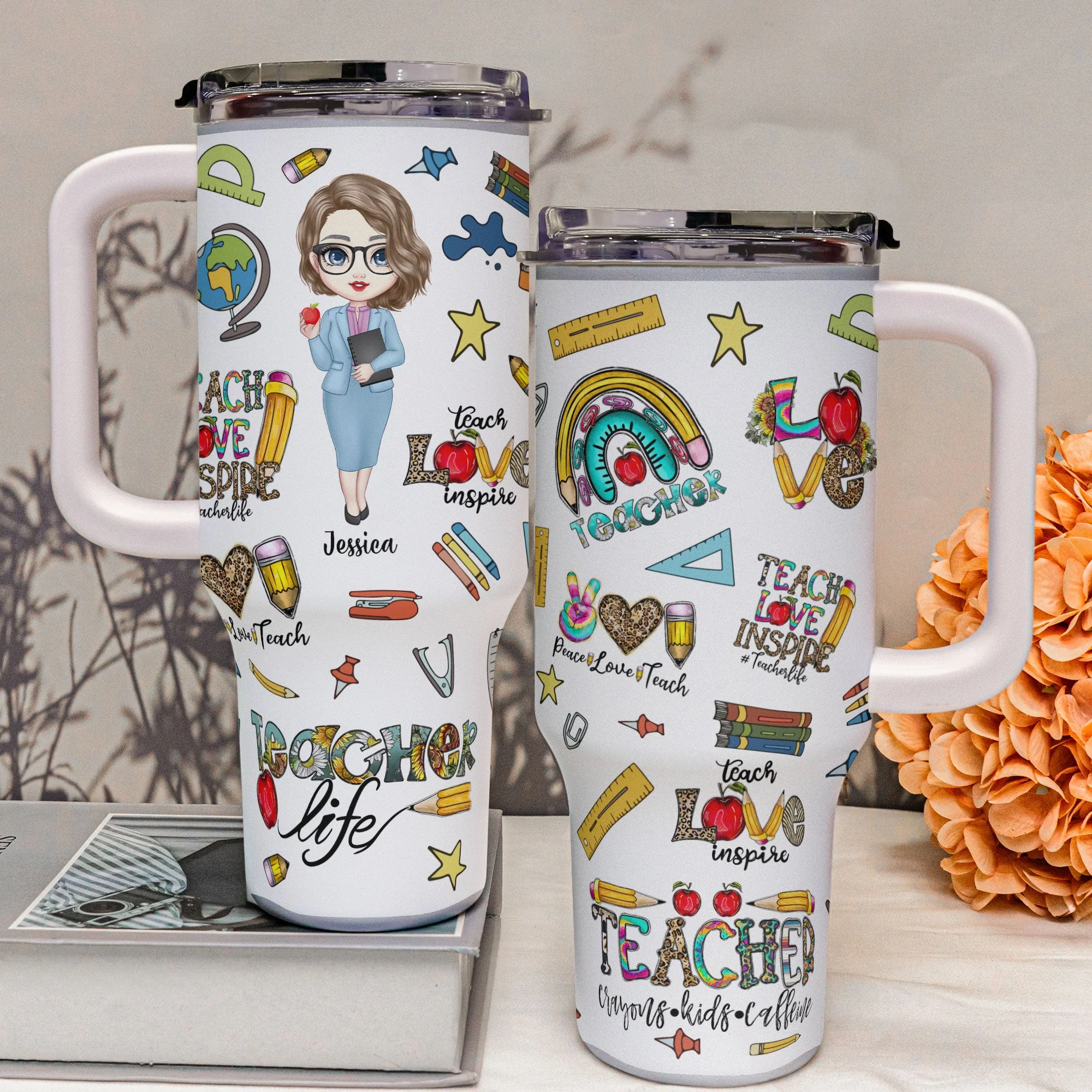 Teacher Life - Personalized 40oz Tumbler With Straw - Image 3
