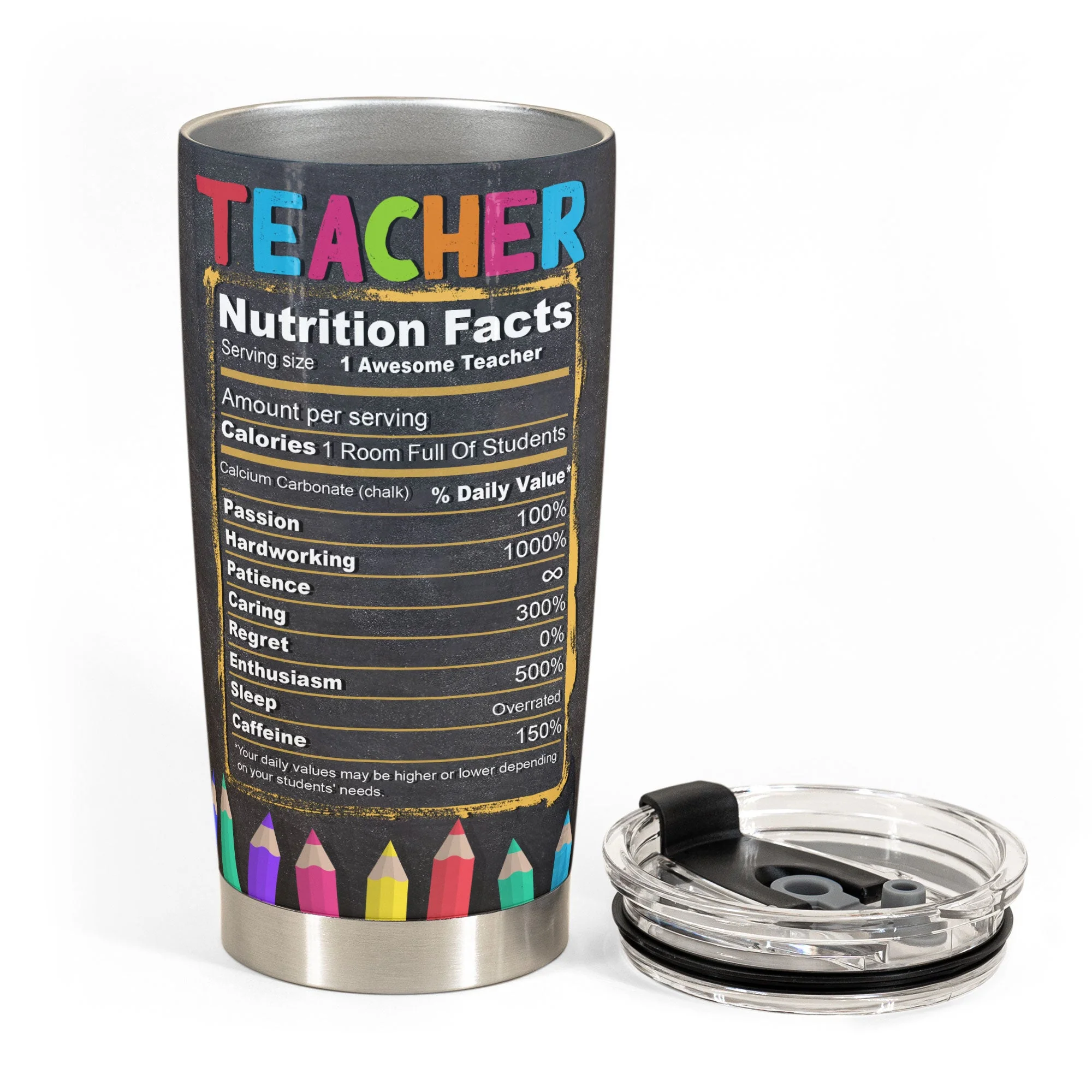 Teacher Nutrition Facts - Personalized Tumbler Cup - Image 3