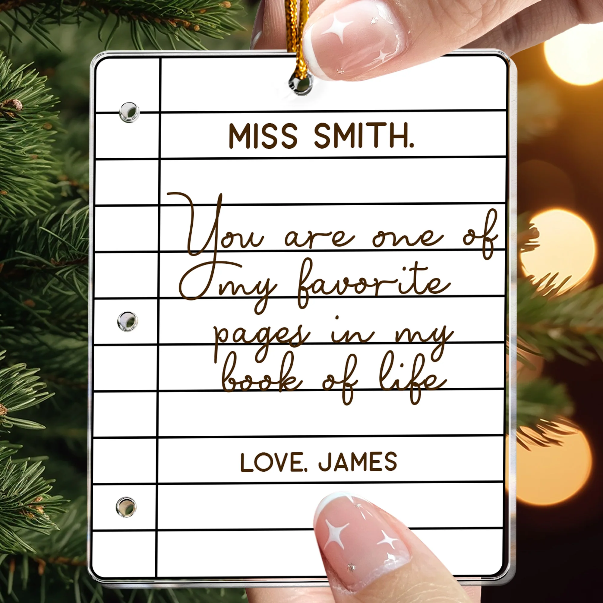 Teacher Ornament - Favorite Pages In My Book Of Life - Thank You Gift - Personalized Acrylic Ornament - Image 2