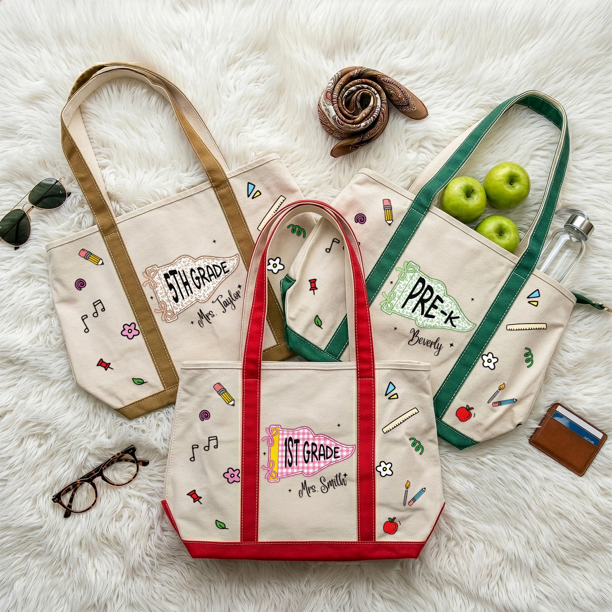 Teacher Pennant Flag - Personalized Tote Bag - Image 3