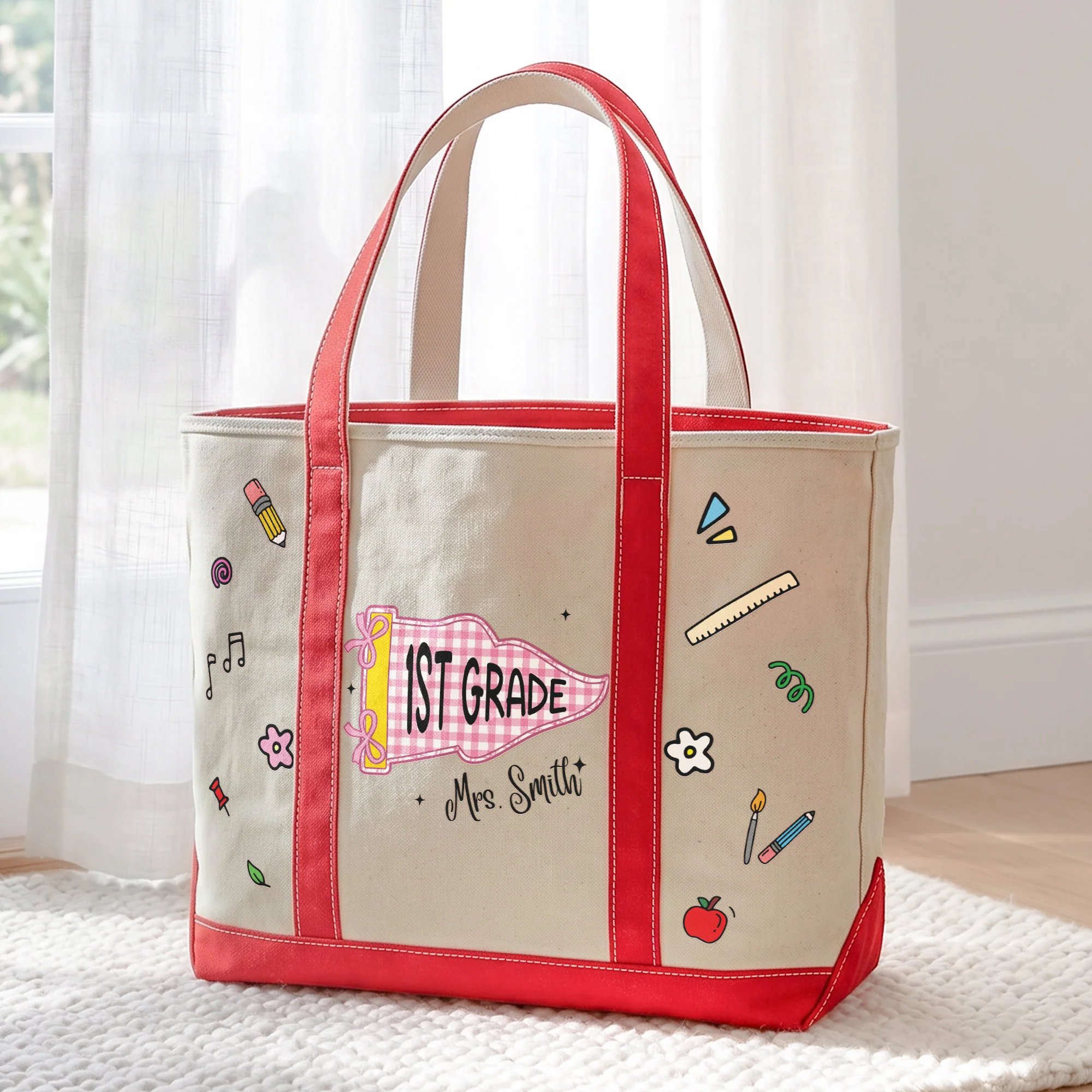 Teacher Pennant Flag - Personalized Tote Bag - Image 4