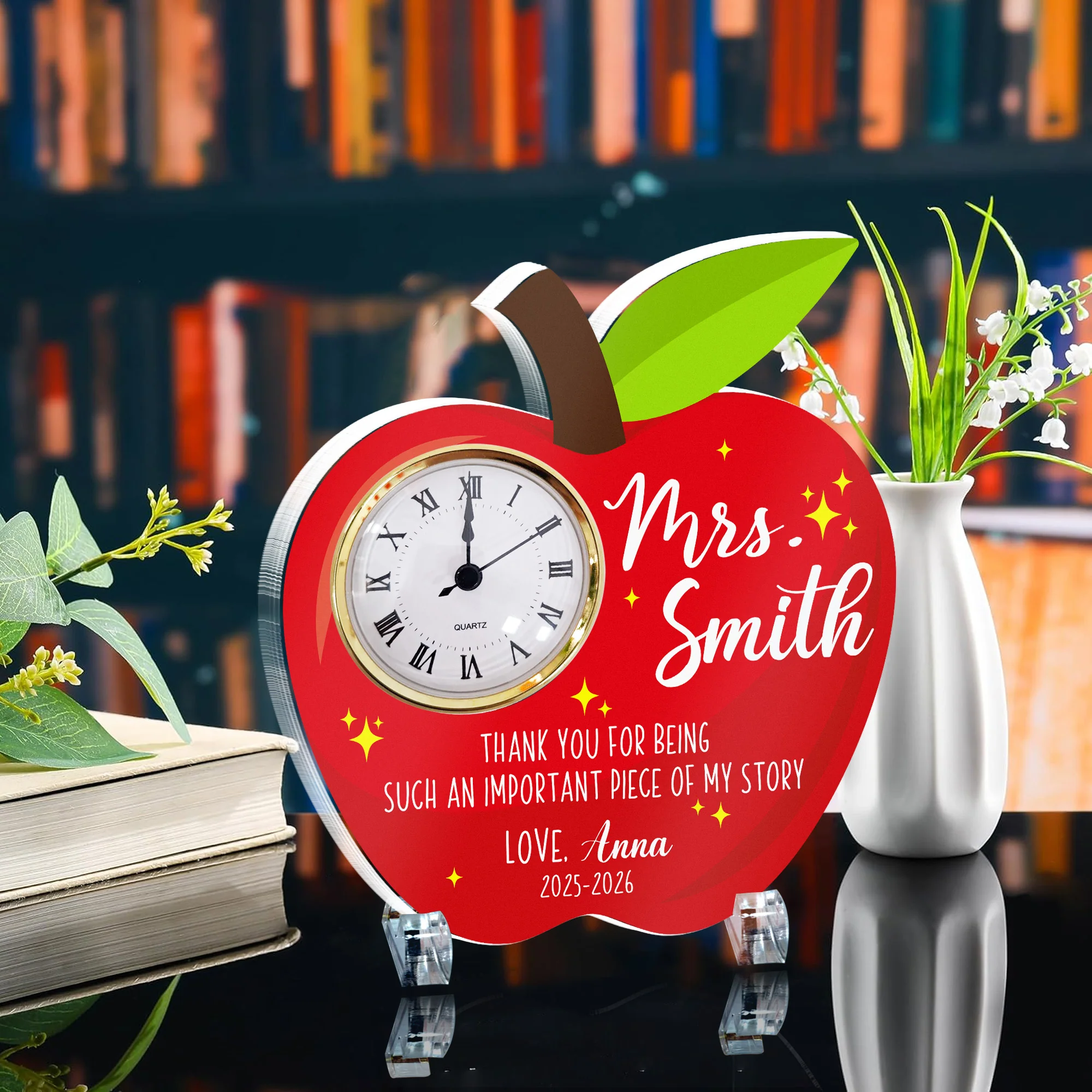 Teacher Thank You Gift Important Piece Of My Story - Personalized Acrylic Desk Clock - Image 2