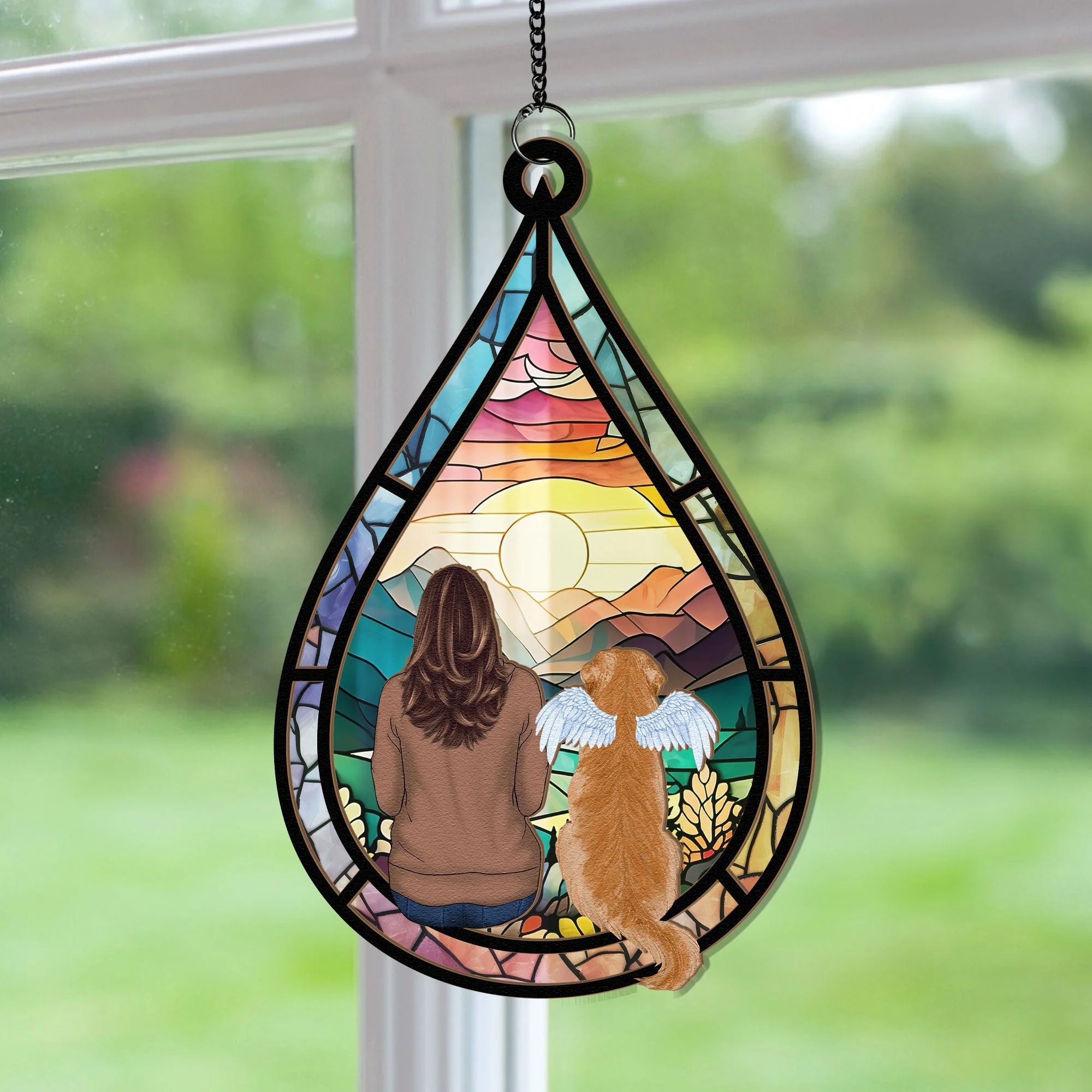 Teardrop Pet Memorial Gift - Personalized Window Hanging Suncatcher Ornament - Image 2