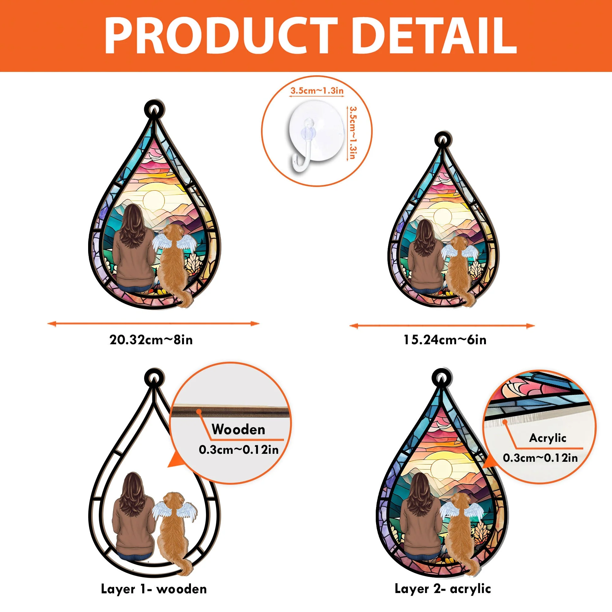 Teardrop Pet Memorial Gift - Personalized Window Hanging Suncatcher Ornament - Image 4