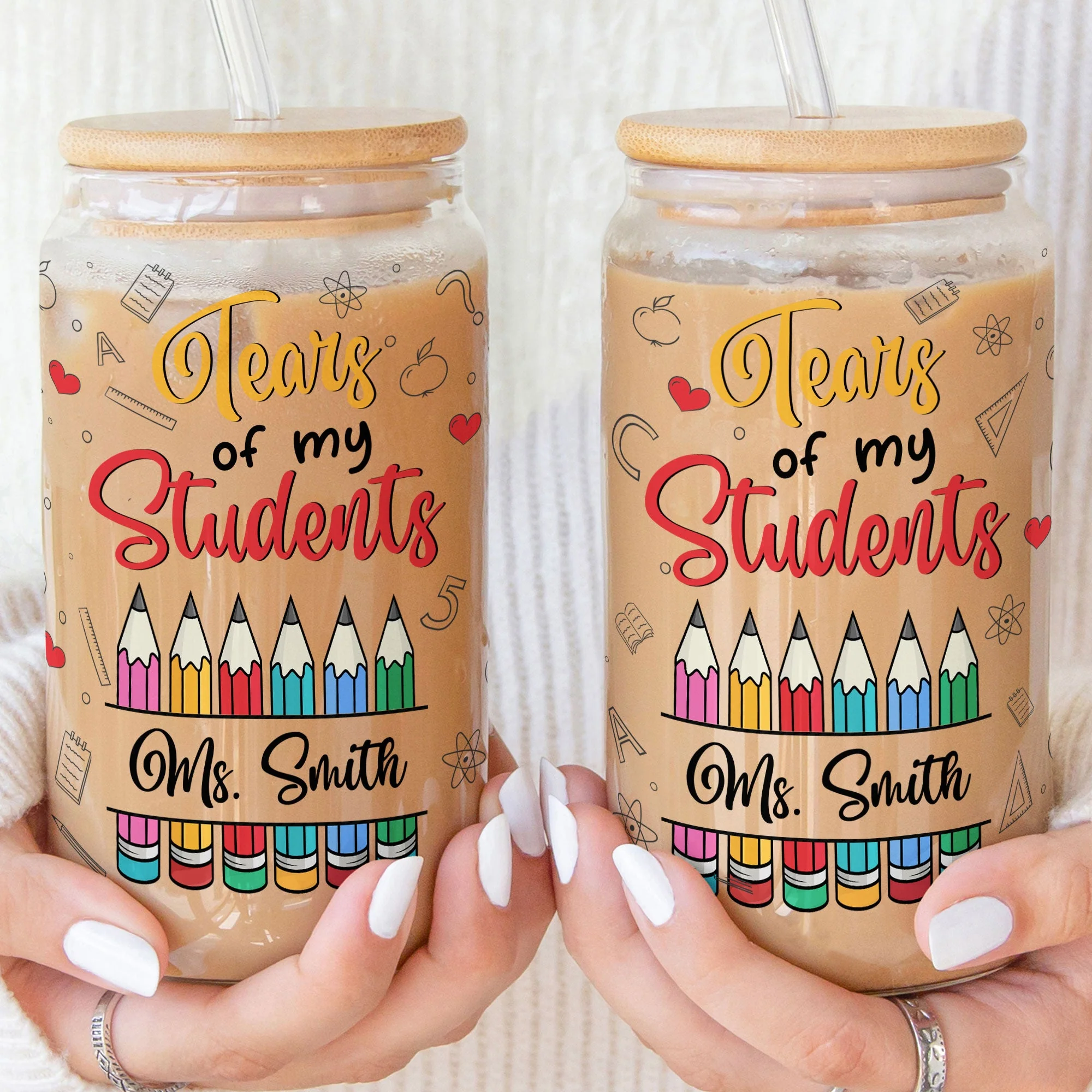 Tears Of My Students - Personalized Clear Glass Cup - Image 3