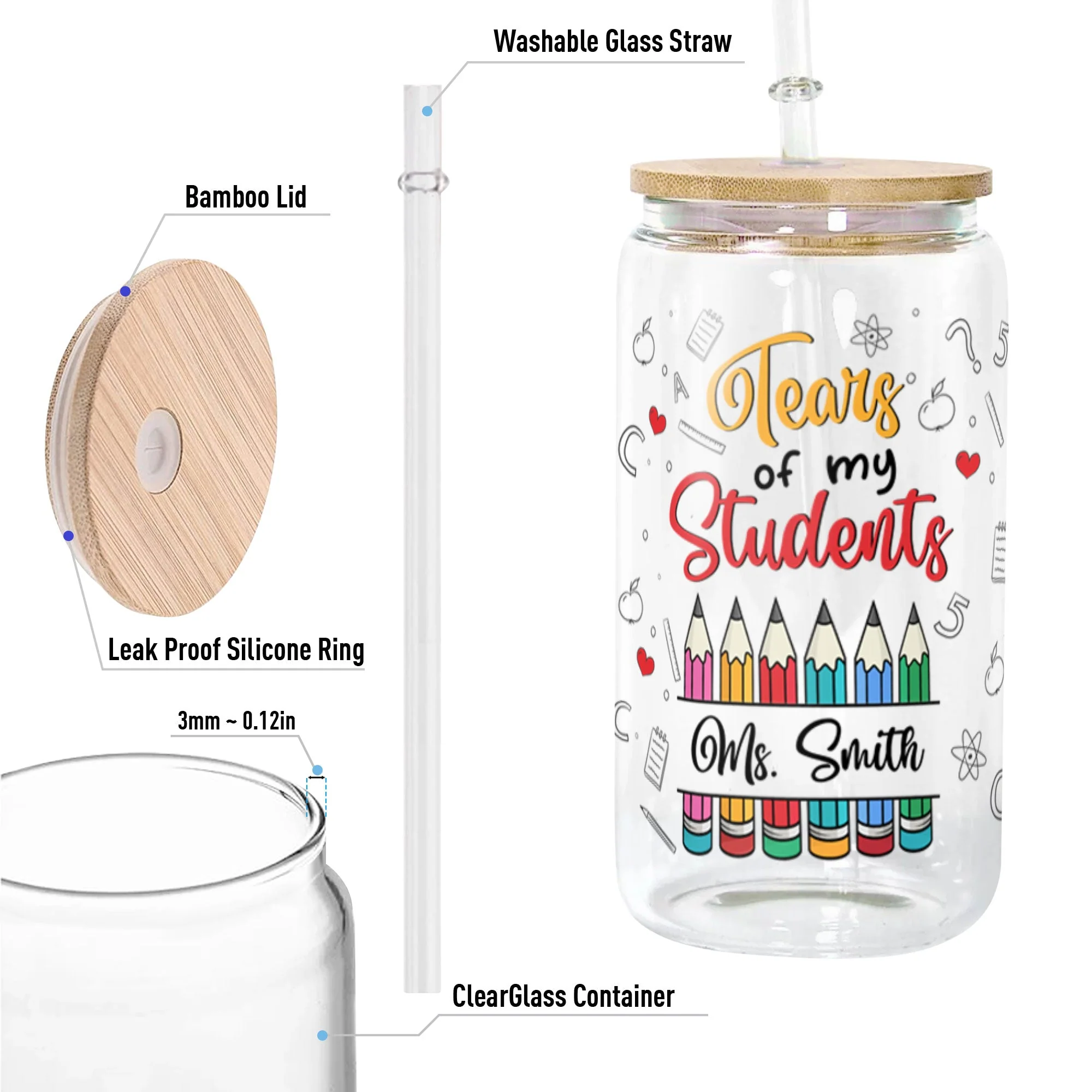 Tears Of My Students - Personalized Clear Glass Cup - Image 5