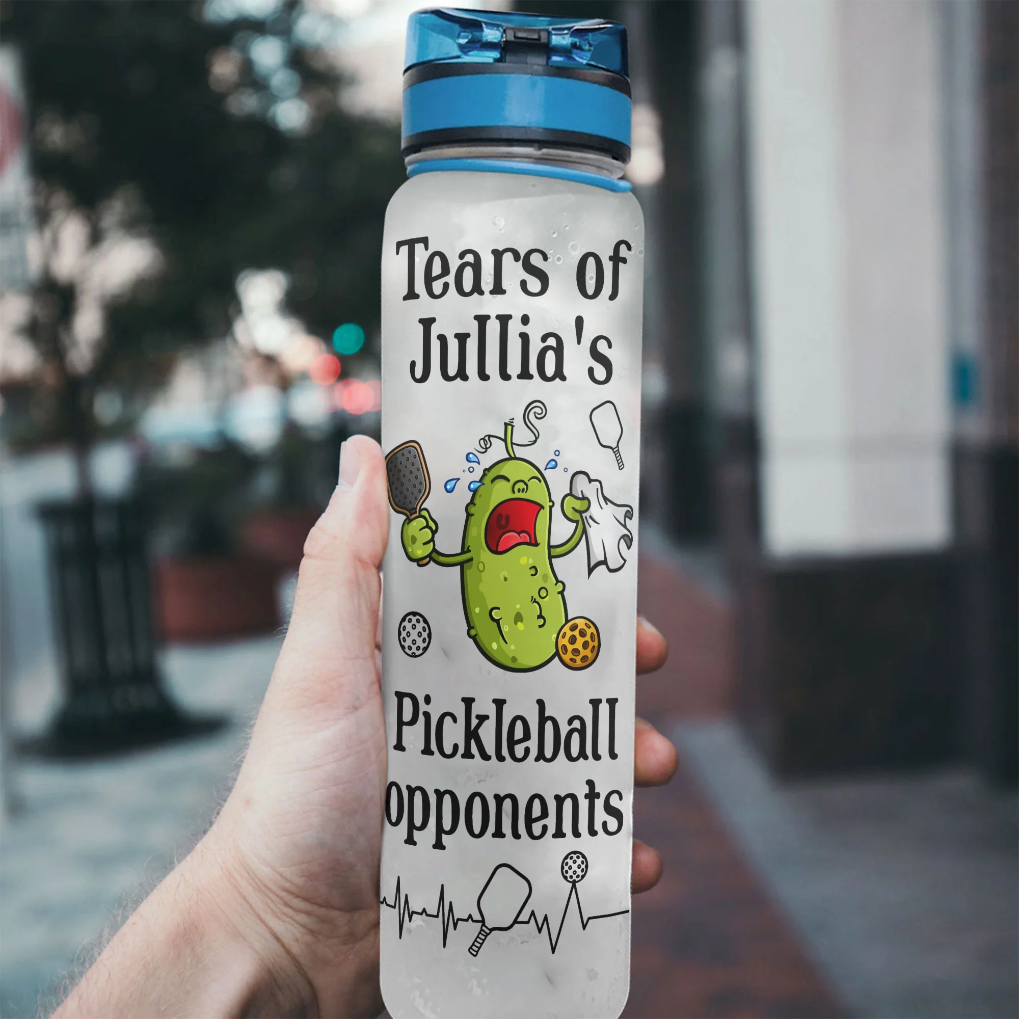 Tears Of Pickleball Opponents - Personalized Water Bottle With Time Marker - Image 2