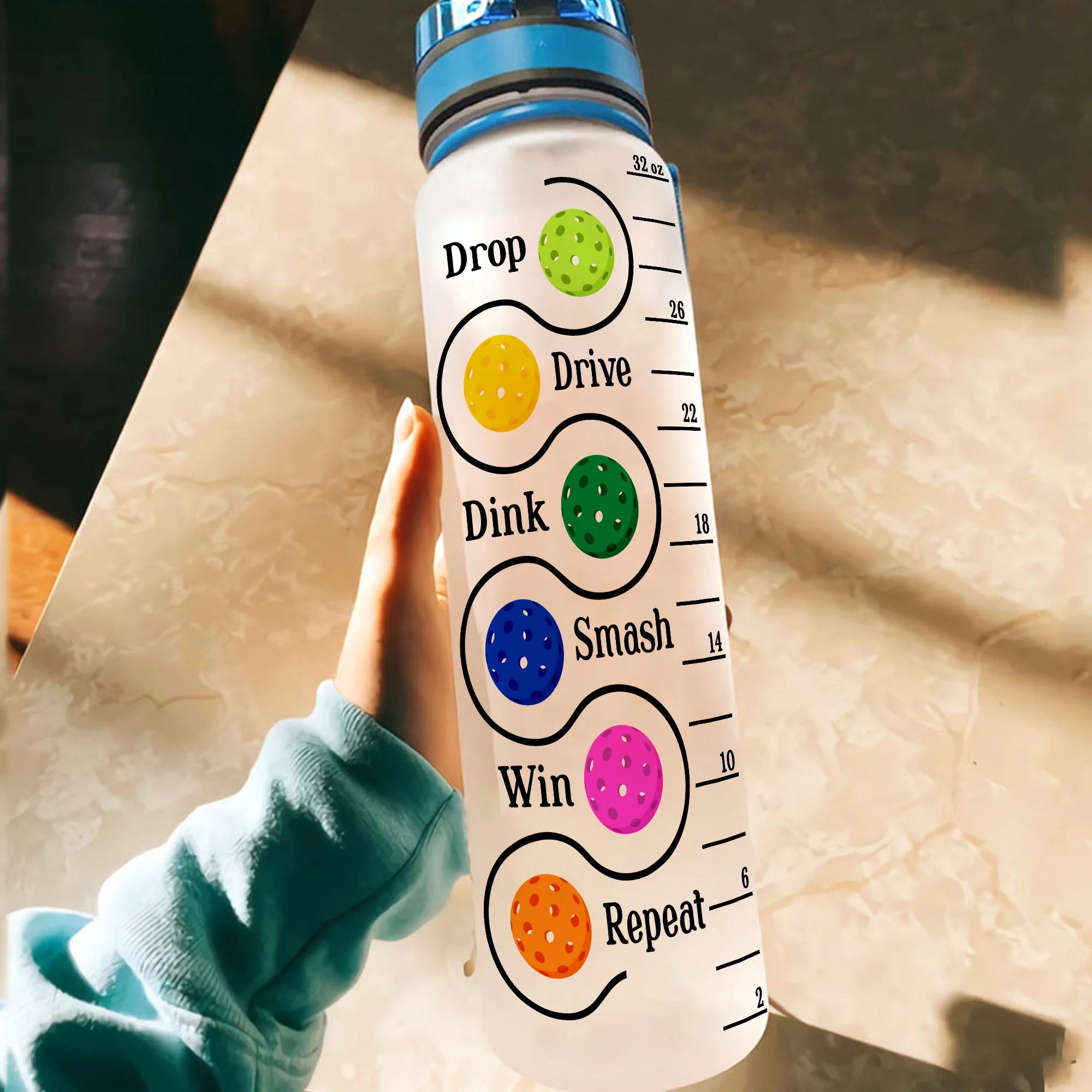 Tears Of Pickleball Opponents - Personalized Water Bottle With Time Marker - Image 3