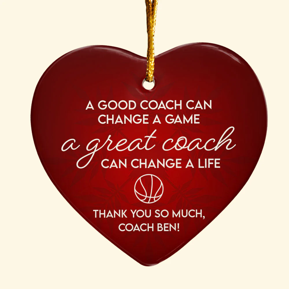 Thank You, Basketball Coach - Personalized Heart Shaped Ceramic Ornament - Image 4