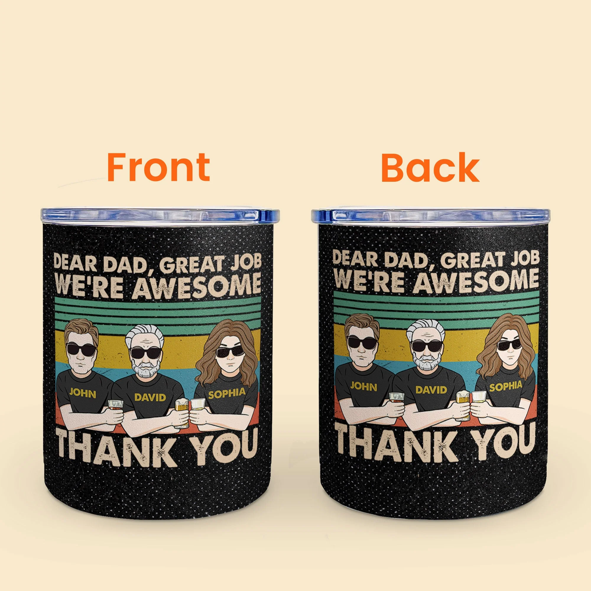 Thank You Dad - We're Awesome - Personalized 10oz Lowball Tumbler - Image 3