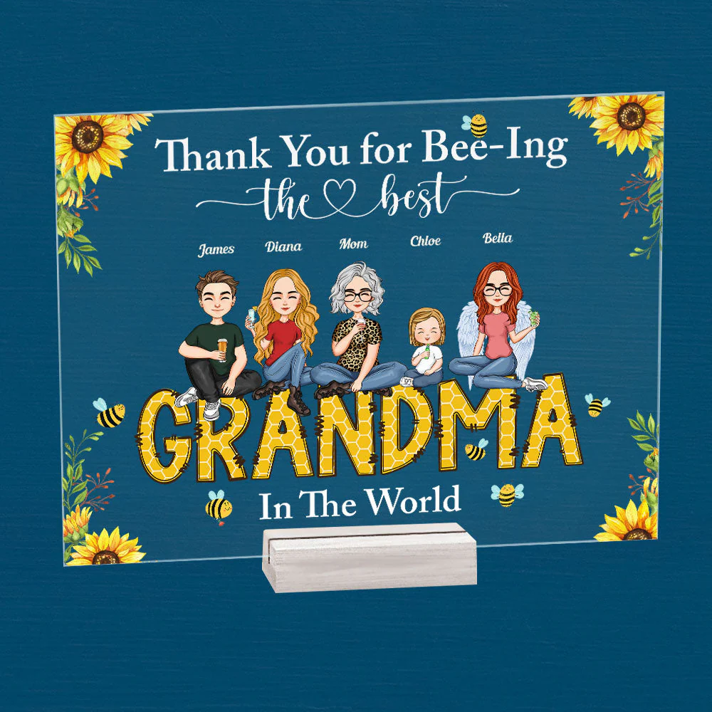 Thank You For Bee-Ing The Best Grandma In The World - Personalized Acrylic Plaque - Image 2