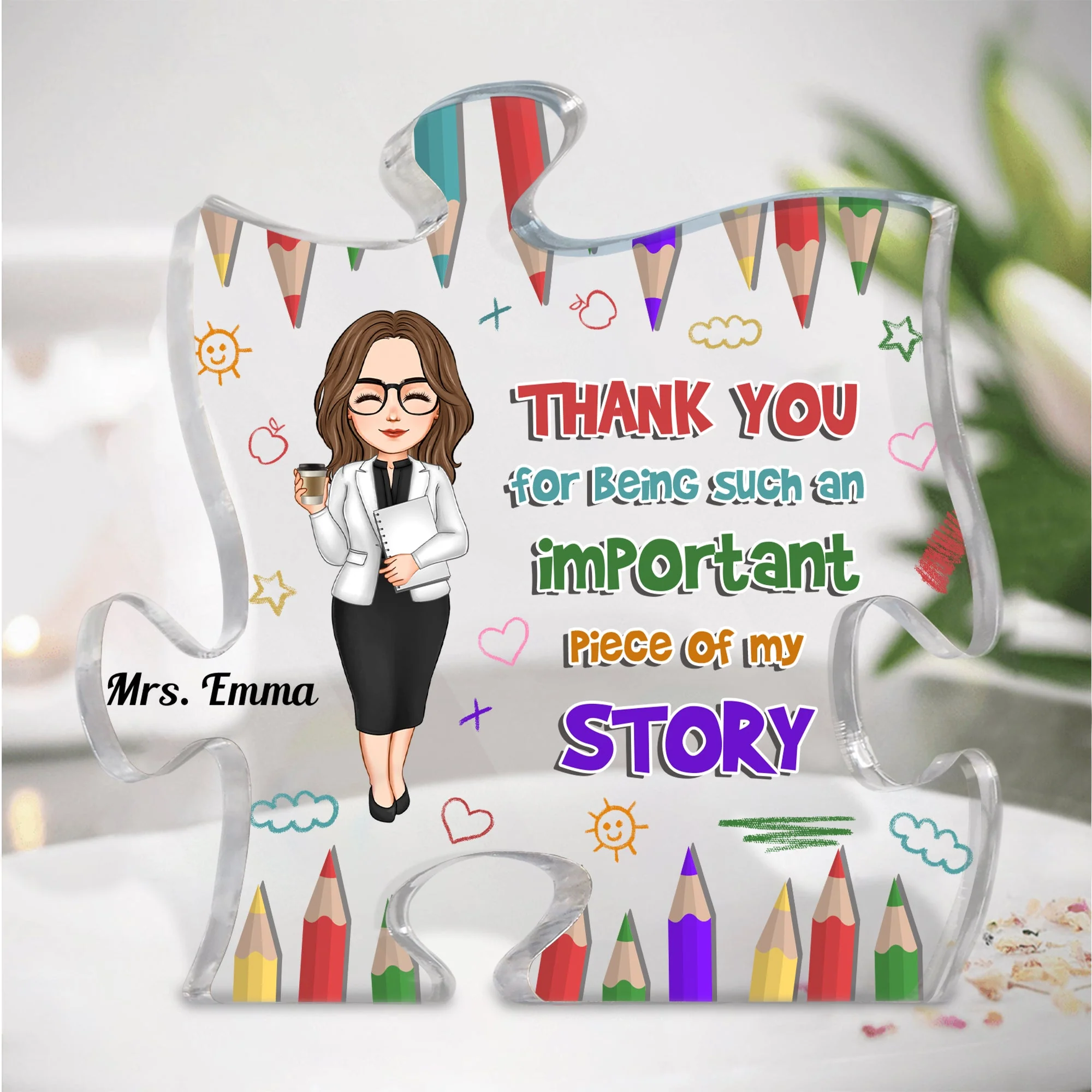 Thank You For Being An Important Piece - Personalized Puzzle Piece Acrylic Plaque - Image 2
