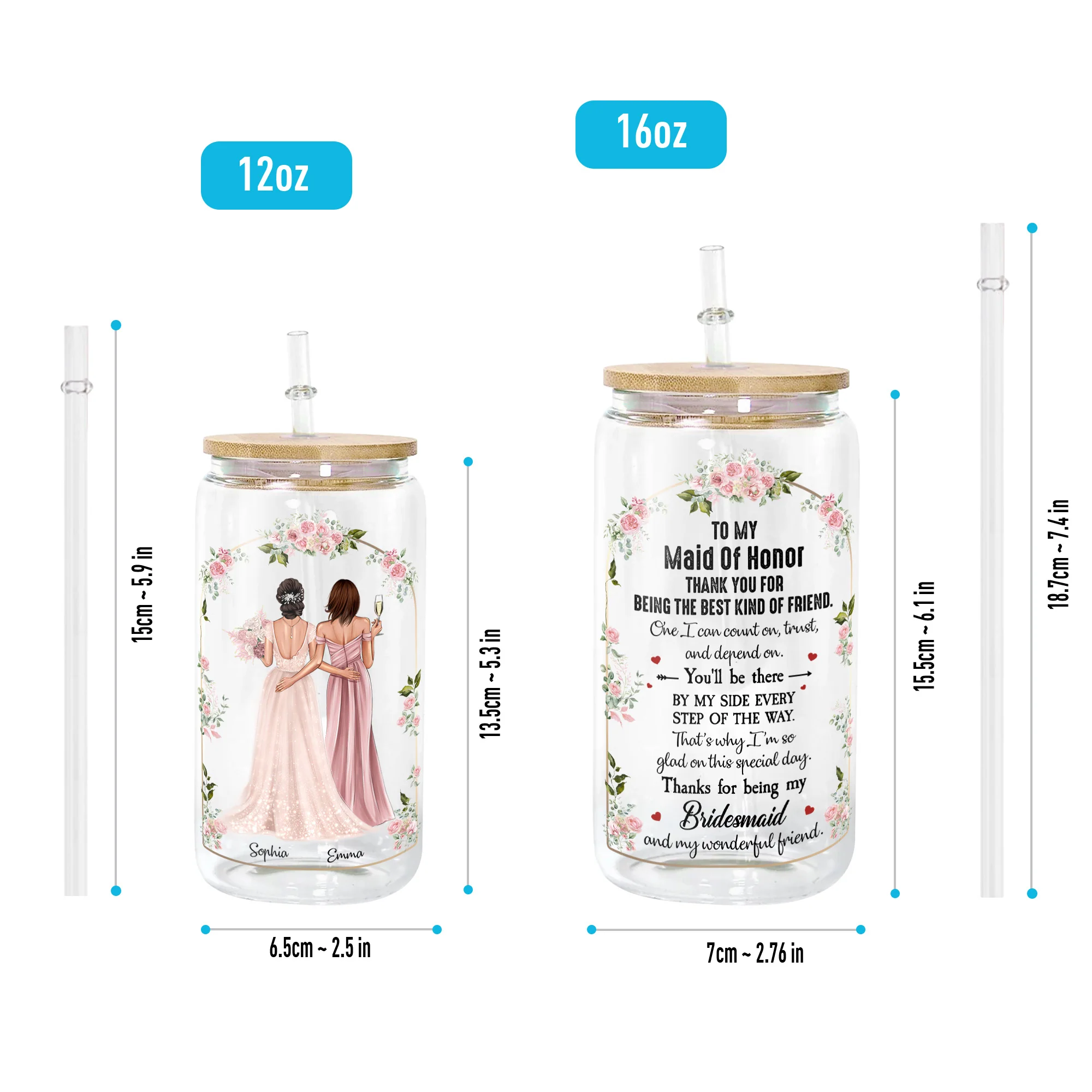 Thank You For Being My Bridesmaid - Personalized Clear Glass Cup - Image 6