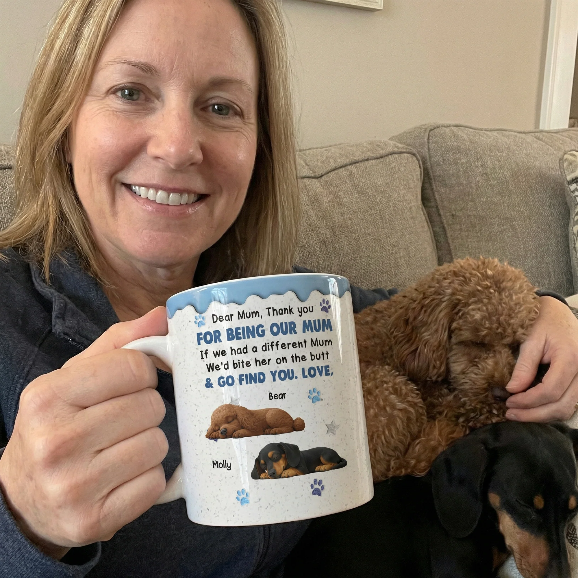 Thank You For Being My Mom - Sleeping Dog - Personalized Mug - Image 2