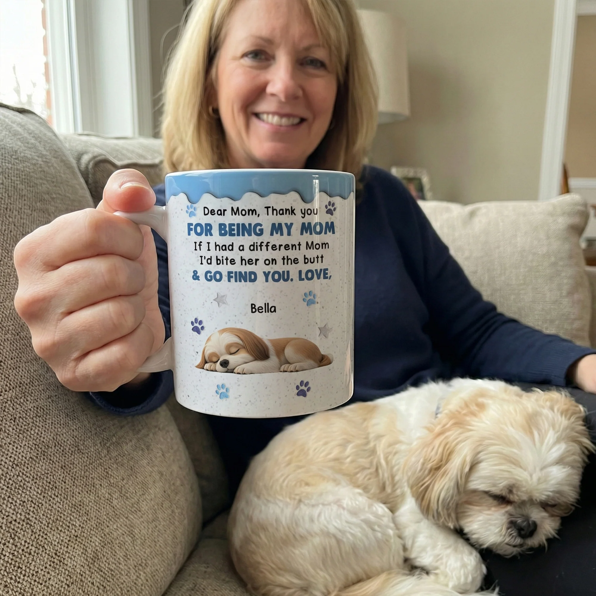 Thank You For Being My Mom - Sleeping Dog - Personalized Mug - Image 4