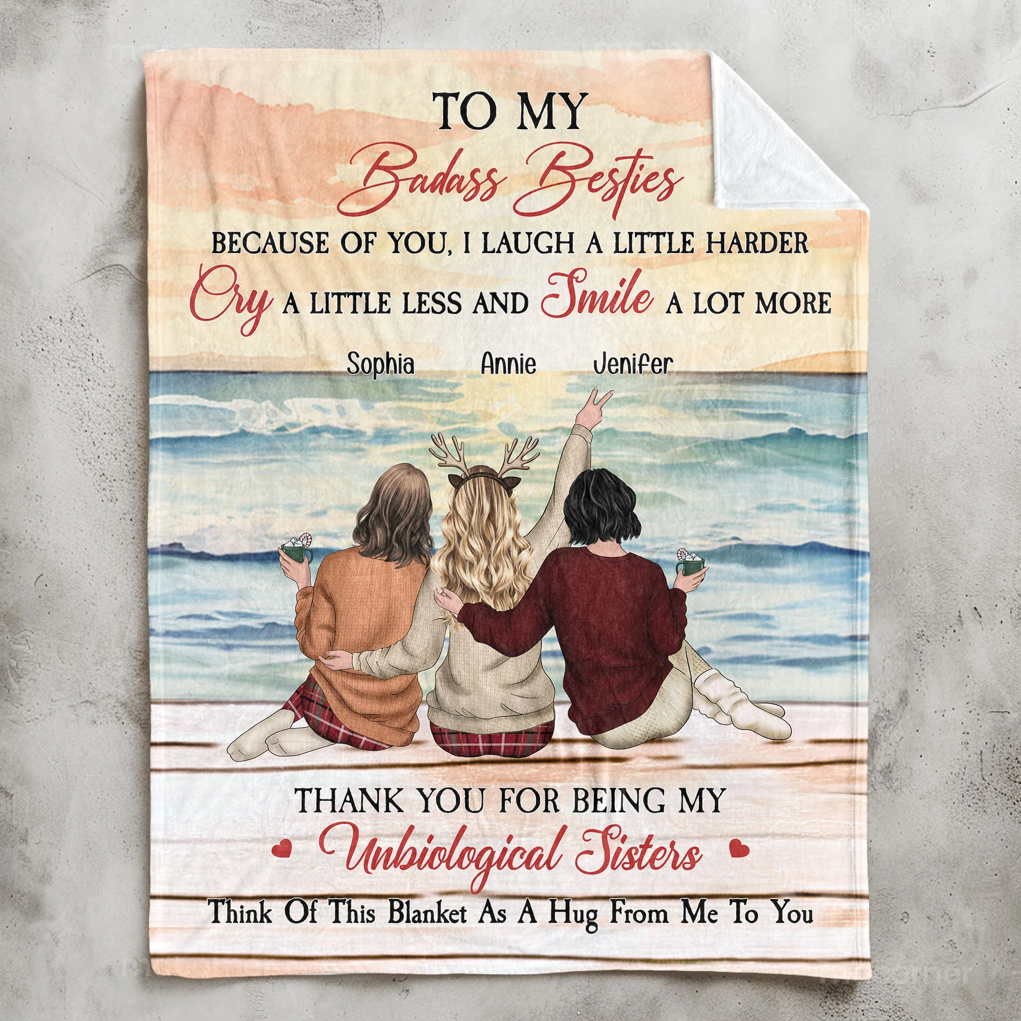 Thank You For Being My Unbiological Sister Friendship Gift - Personalized Blanket - Image 2