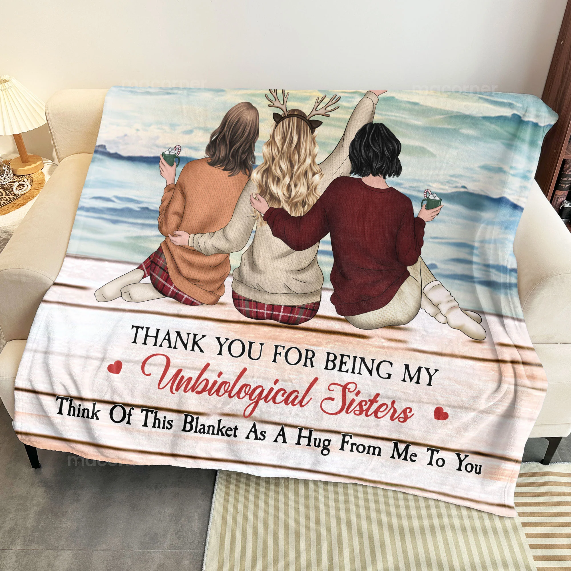 Thank You For Being My Unbiological Sister Friendship Gift - Personalized Blanket - Image 4