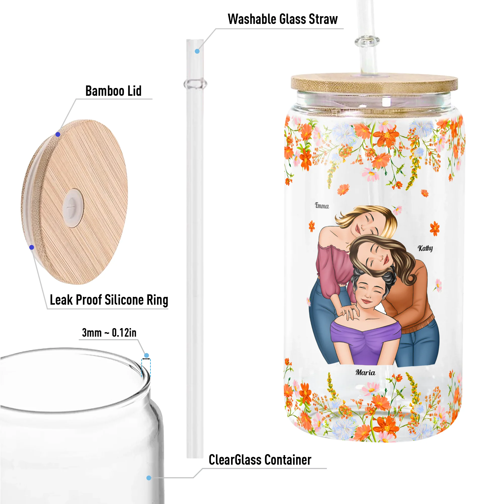 Thank You For Being My Unbiological Sister - Personalized Clear Glass Cup - Image 5