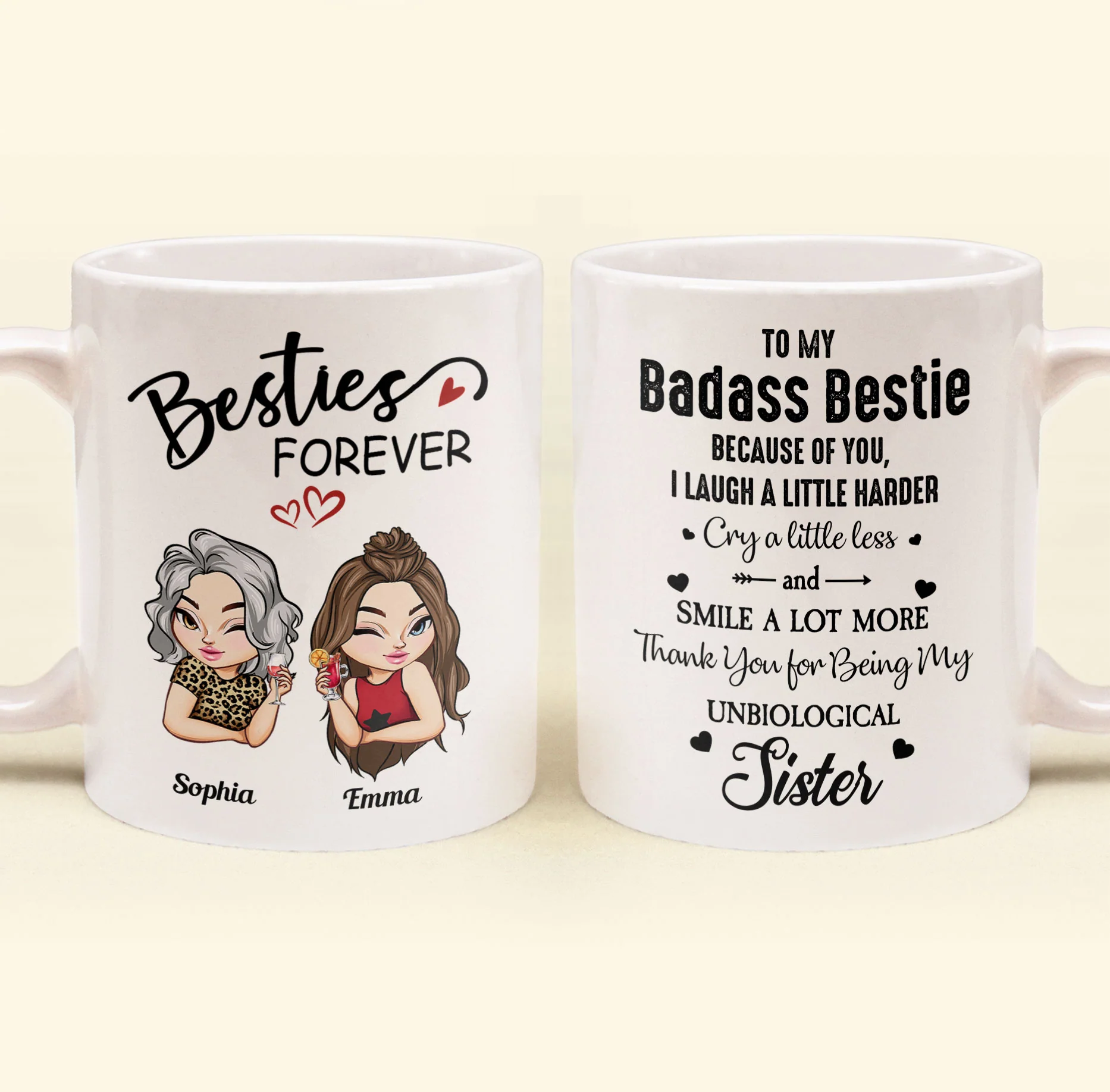 Thank You For Being My Unbiological Sister - Personalized Mug - Image 4