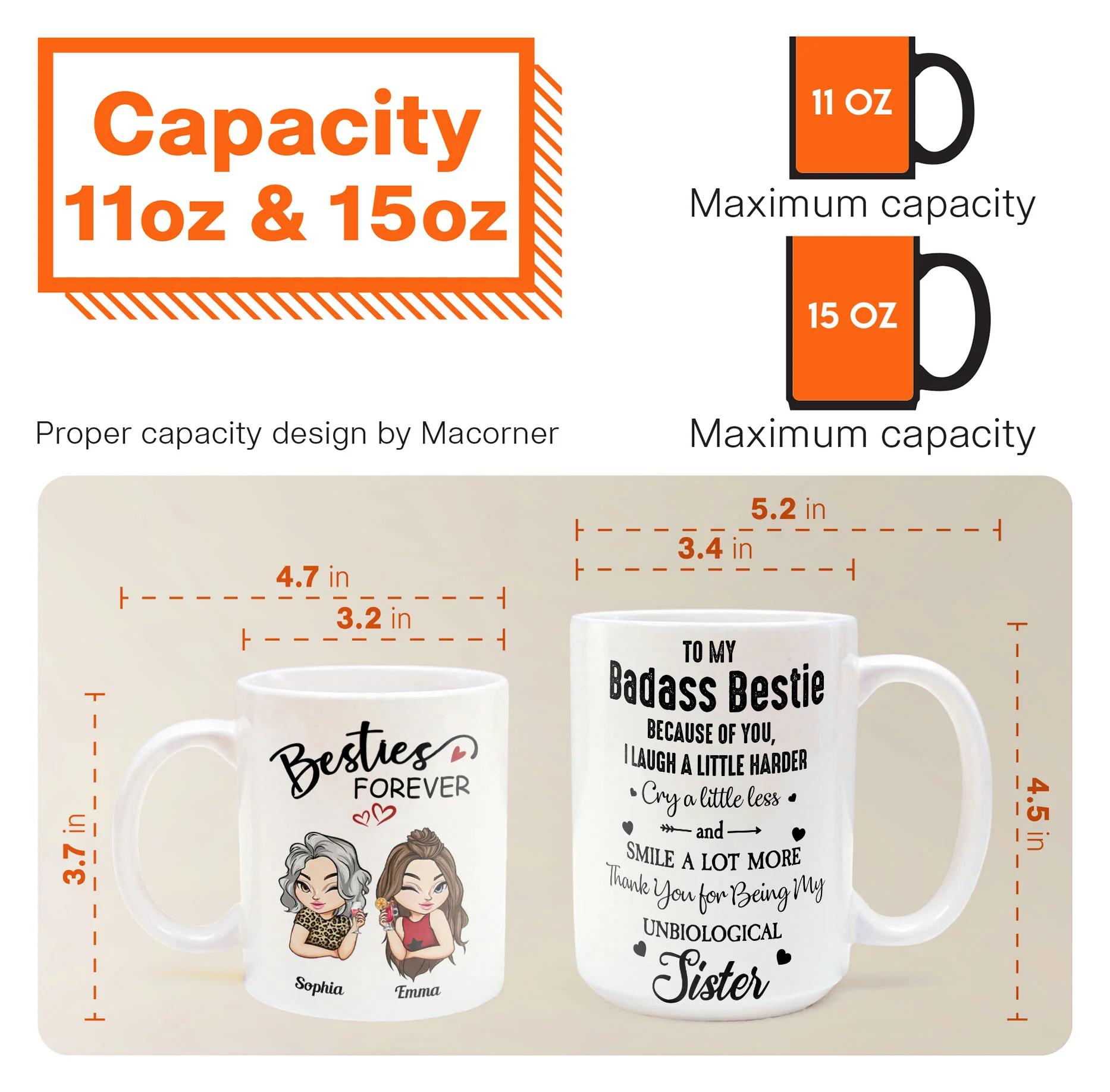 Thank You For Being My Unbiological Sister - Personalized Mug - Image 6