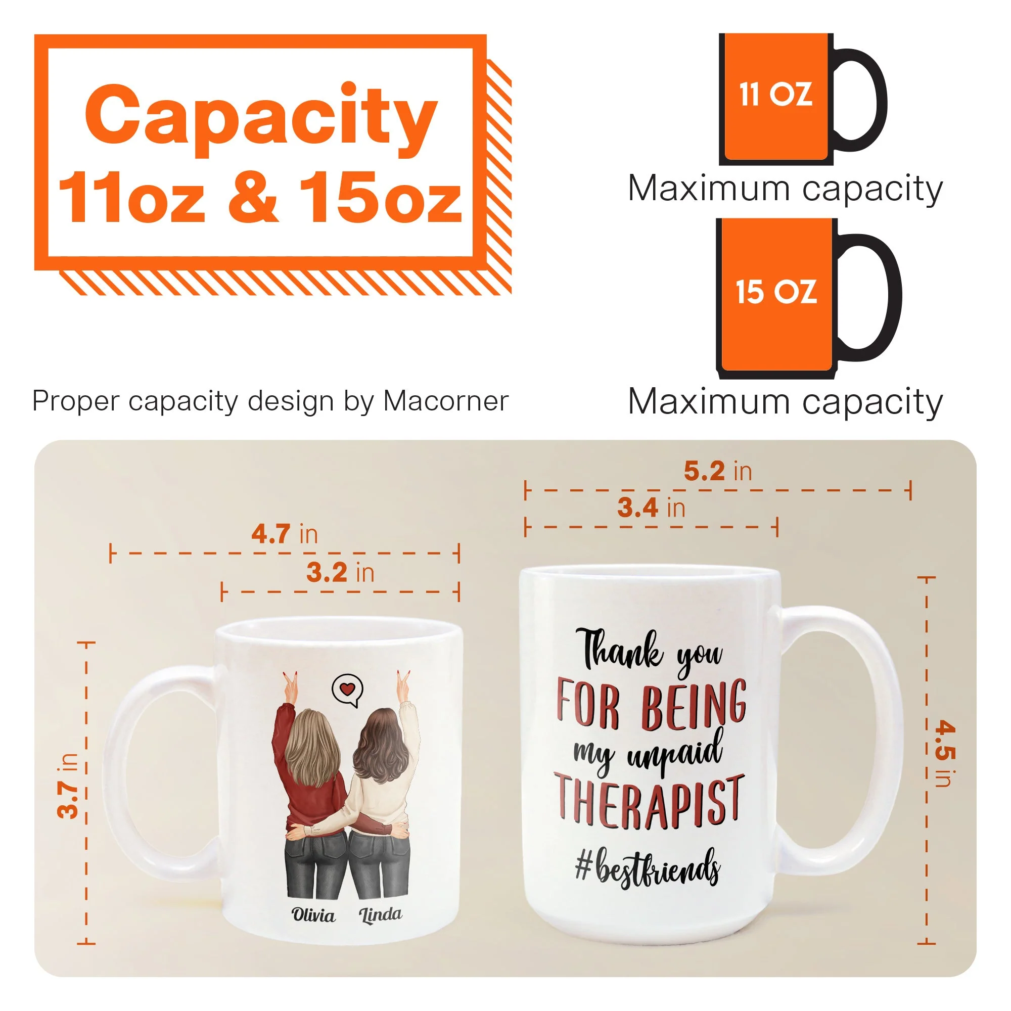 Thank You For Being My Unpaid Therapist - Personalized Mug - Fall Season, Birthday, Autumn Gift For Besties, Best Friends, Soul Sisters - Image 4