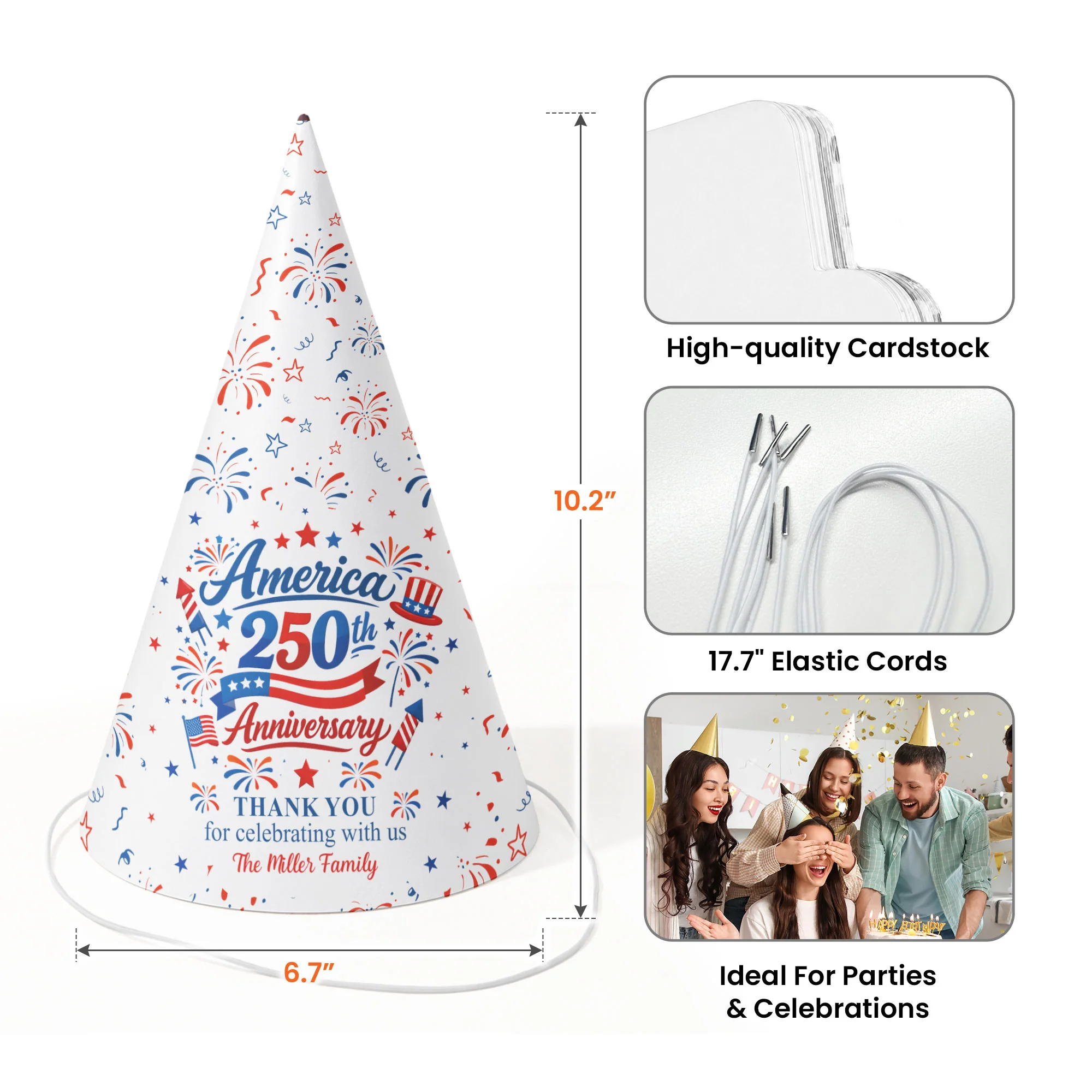 Thank You For Celebrating With Us - Personalized Party Hats - Image 6