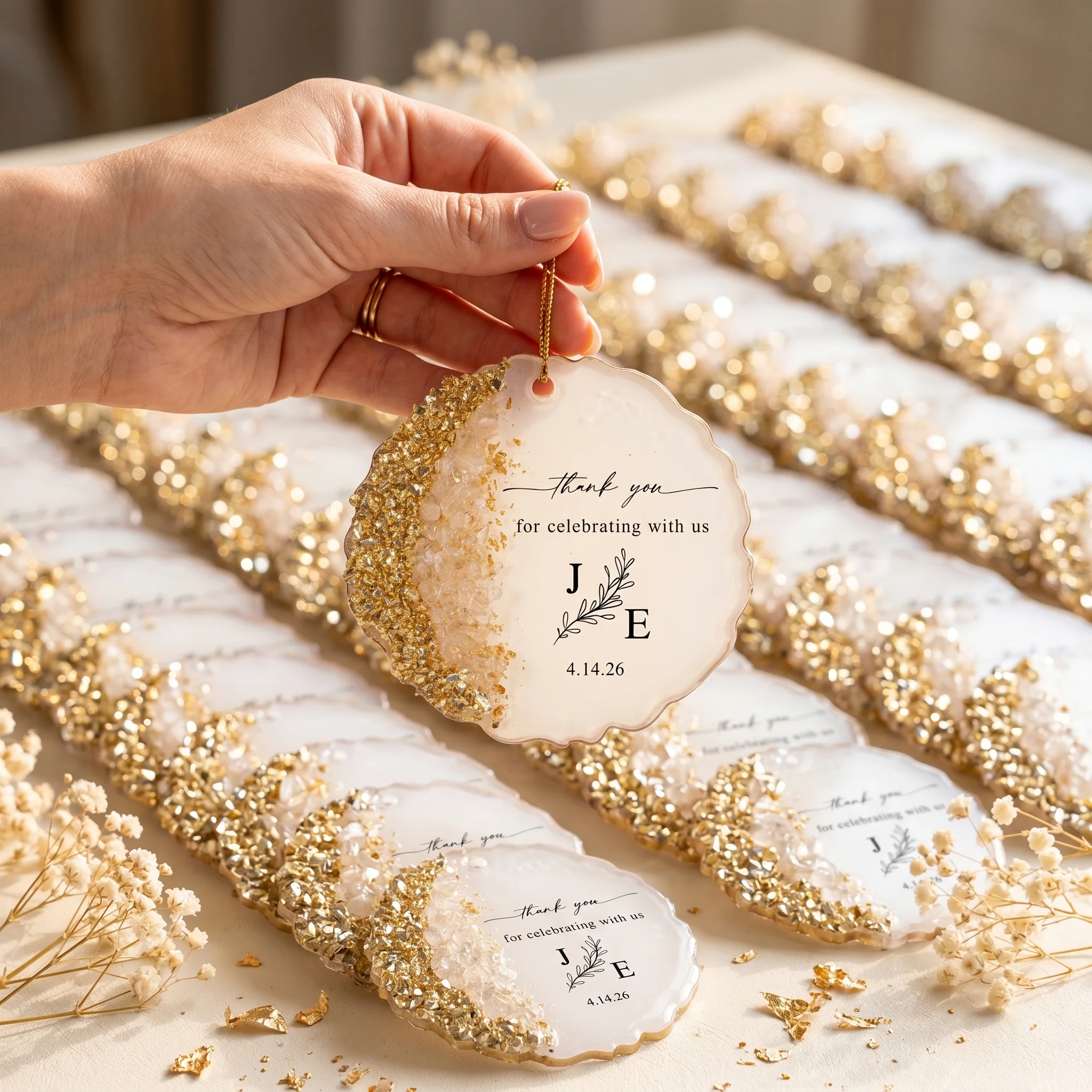 Thank You For Celebrating With Us Wedding Favors Guest Gifts - Personalized Resin Ornament