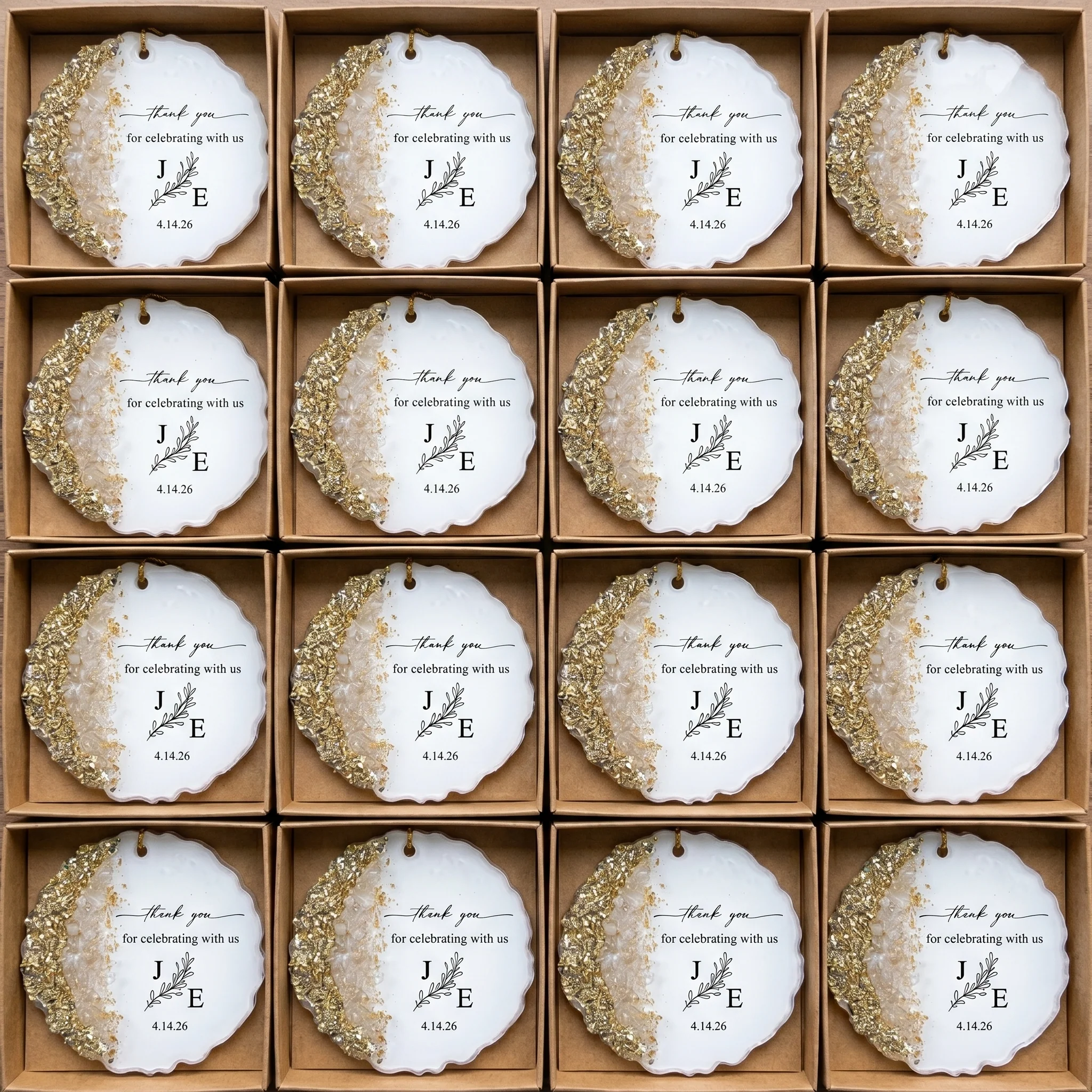 Thank You For Celebrating With Us Wedding Favors Guest Gifts - Personalized Resin Ornament - Image 2