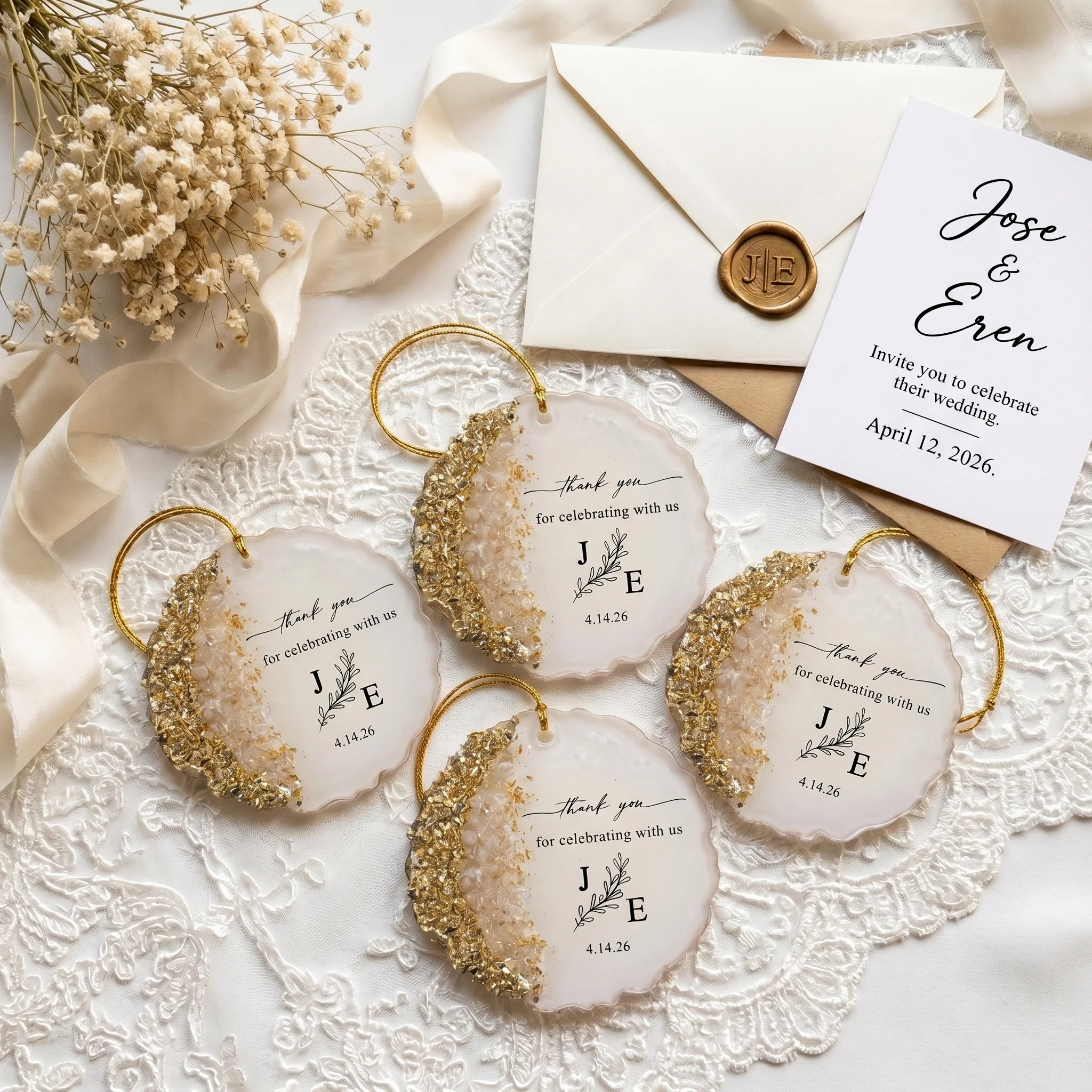 Thank You For Celebrating With Us Wedding Favors Guest Gifts - Personalized Resin Ornament - Image 4