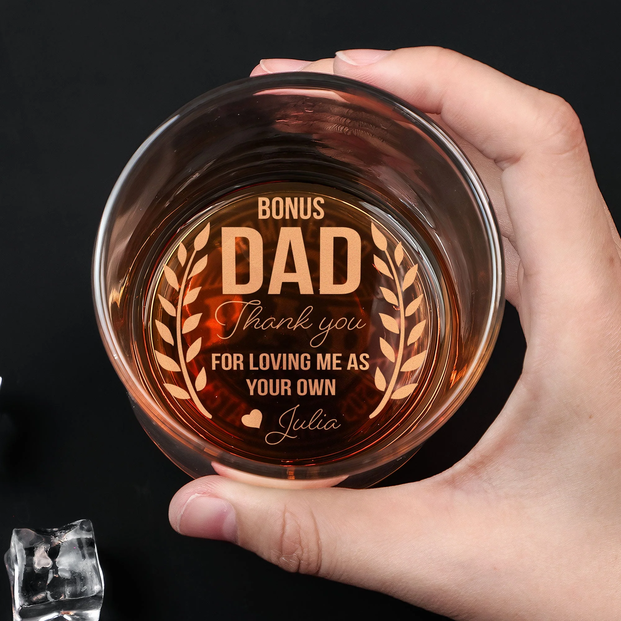 Thank You For Loving Me As Your Own - Personalized Engraved Whiskey Glass - Image 4