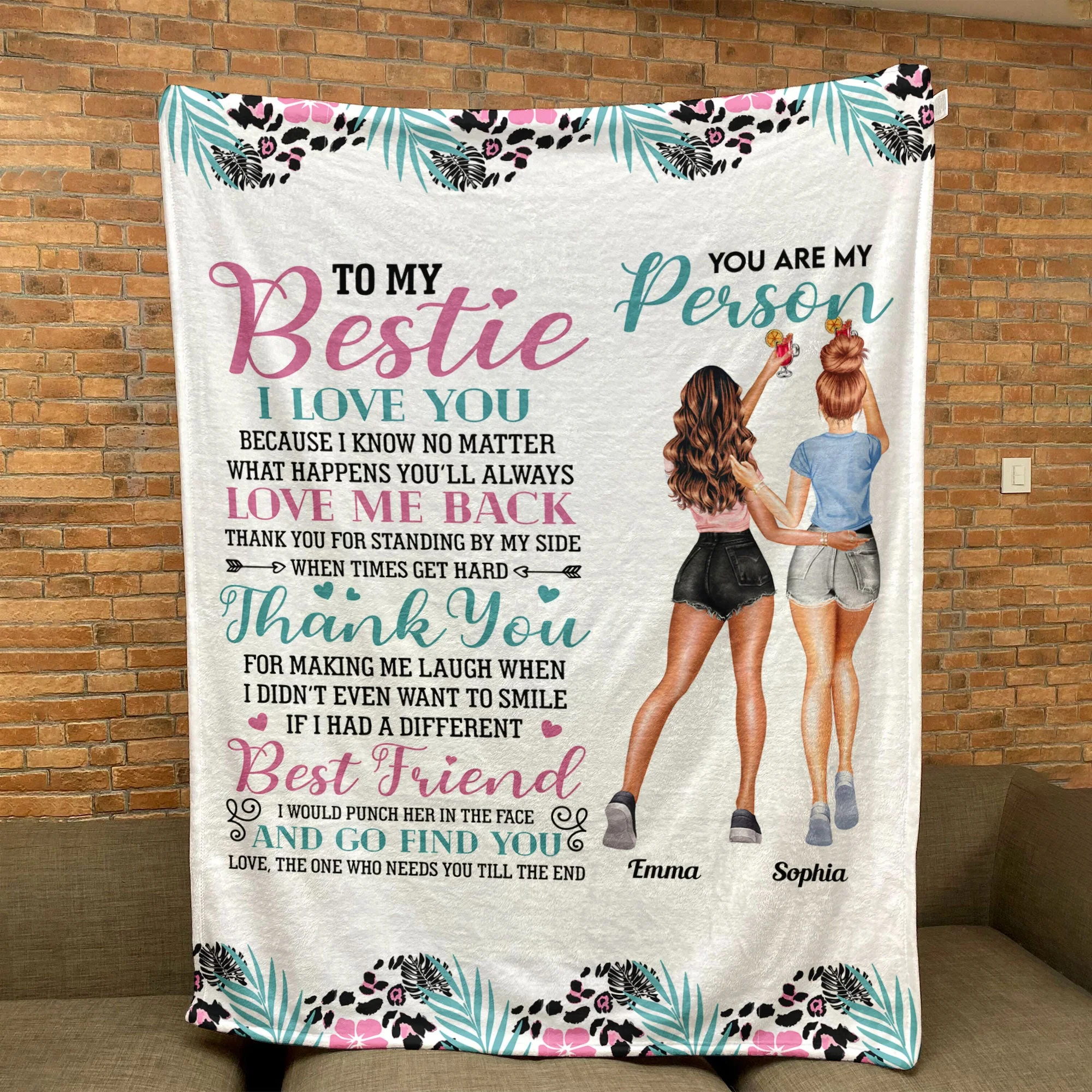 Thank You For Making Me Laugh Friendship Besties Sisters - Personalized Blanket