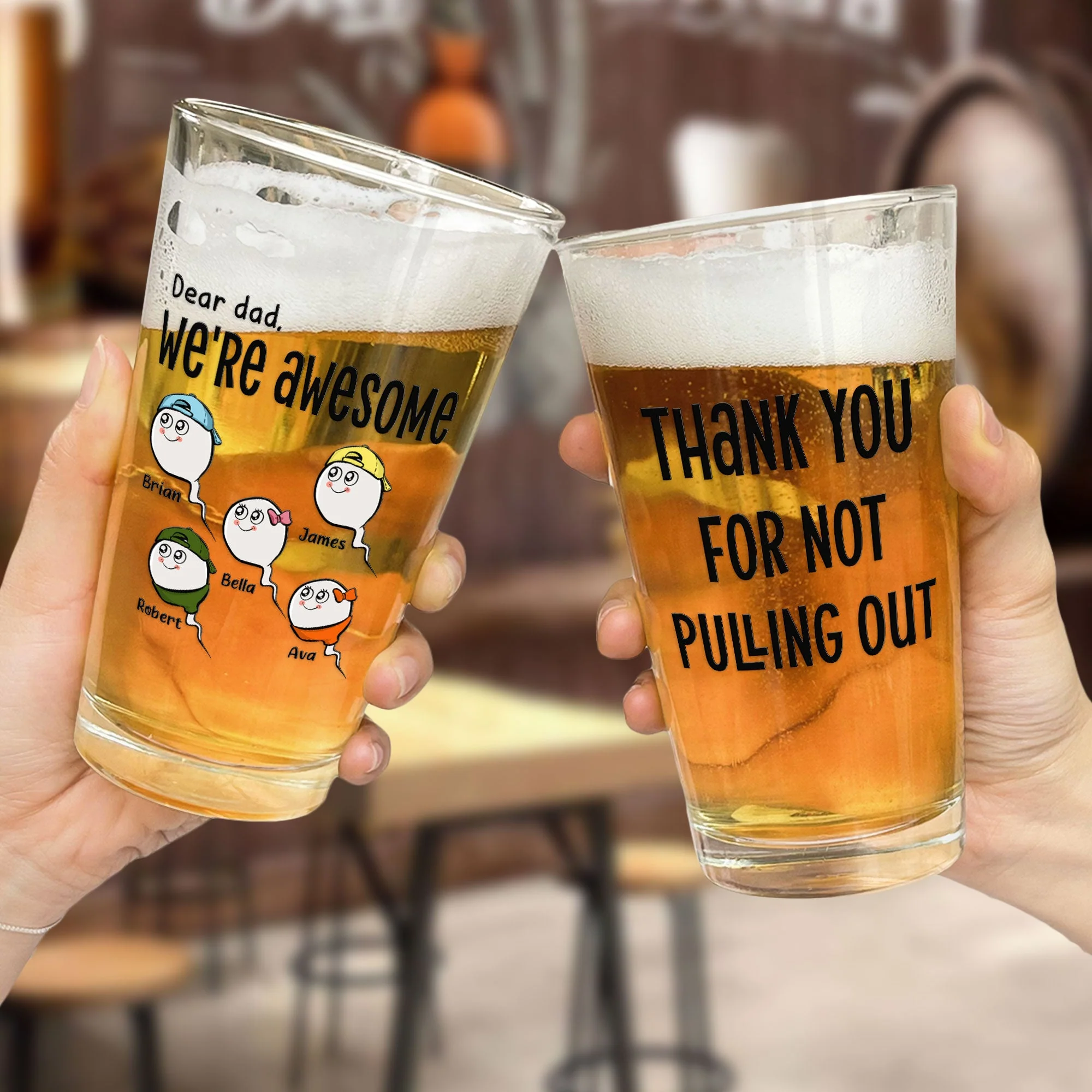 Thank You For Not Pulling Out! - Personalized Beer Glass - Image 2