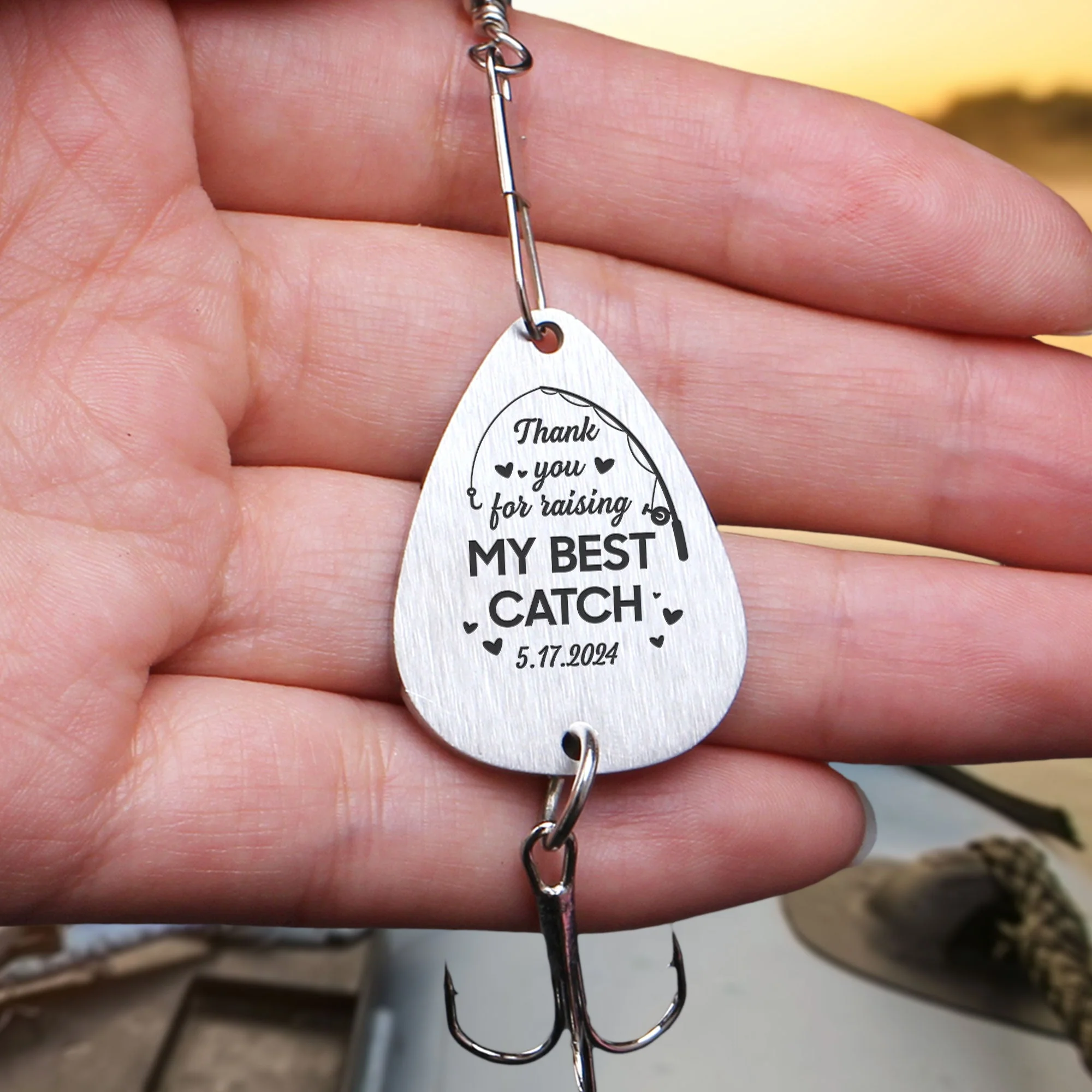 Thank You For Raising My Best Catch Father Of Groom - Personalized Fishing Lure Keychain - Image 2