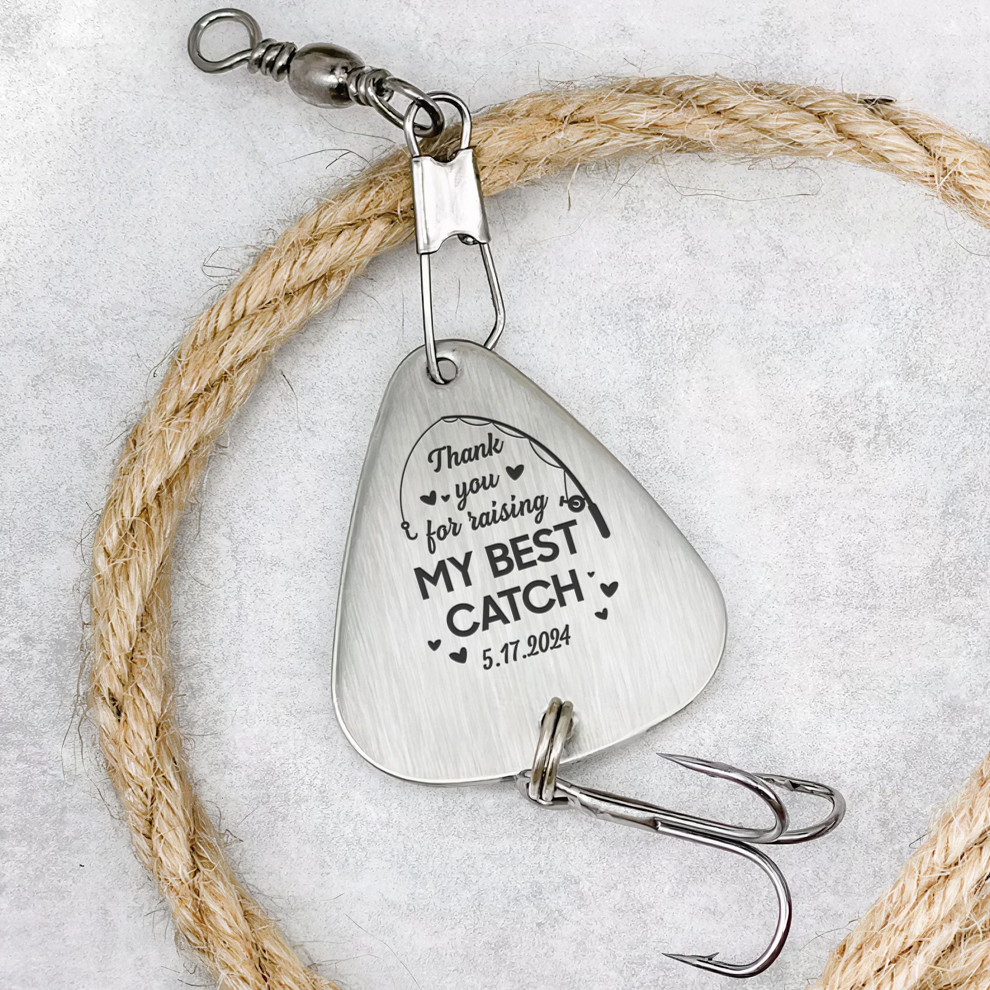 Thank You For Raising My Best Catch Father Of Groom - Personalized Fishing Lure Keychain - Image 3