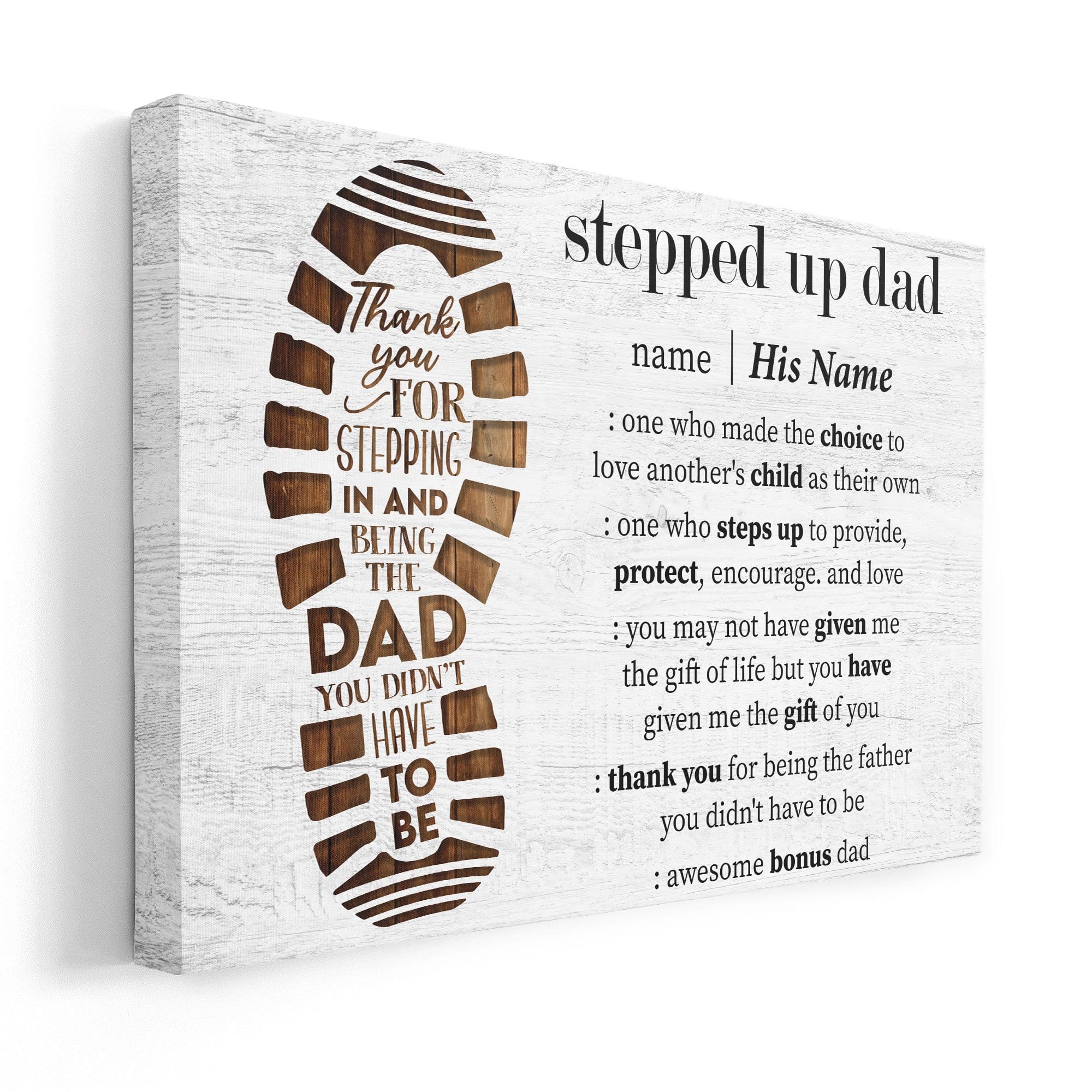 Stepped Up Dad Definition - Personalized Wrapped Canvas - Image 3