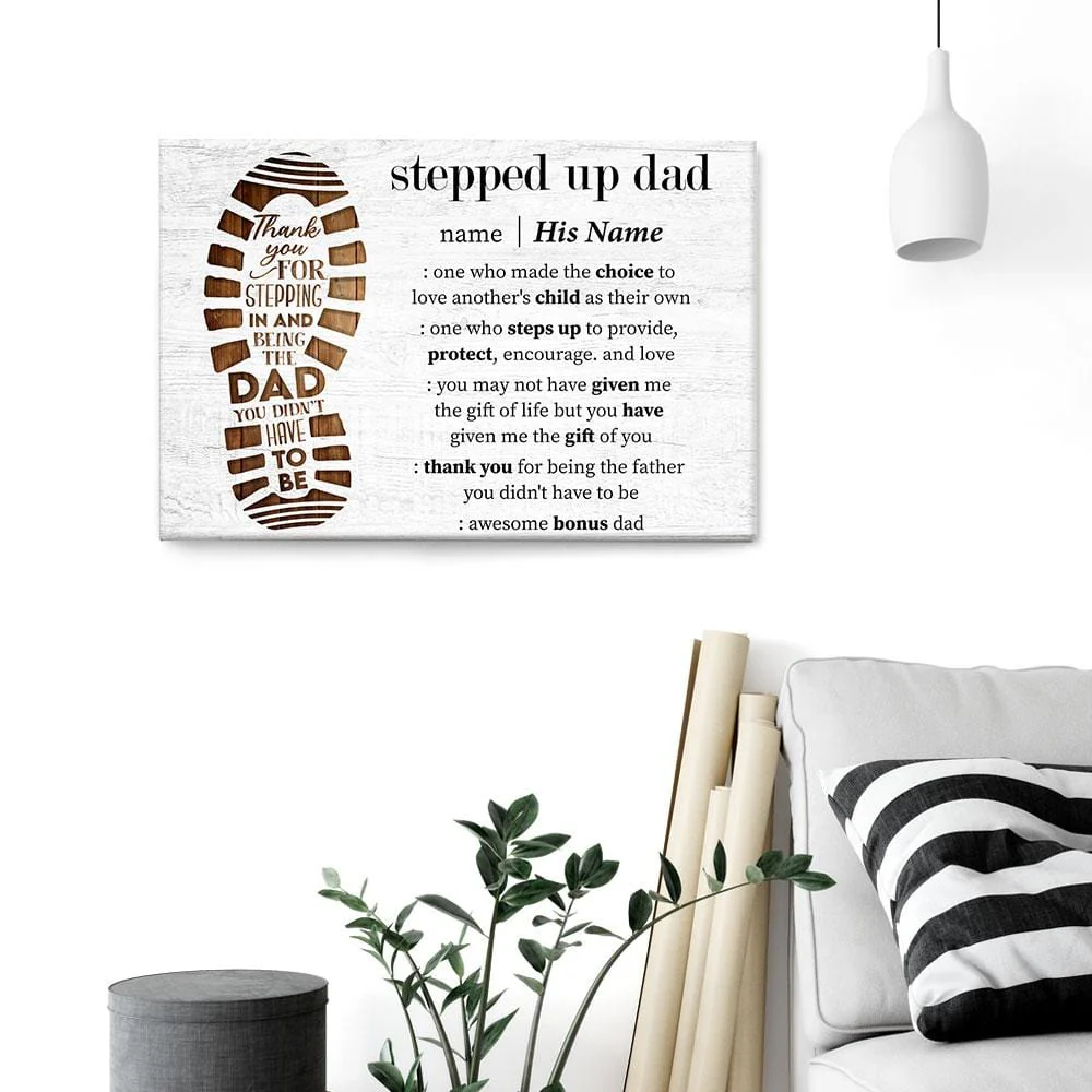 Stepped Up Dad Definition - Personalized Wrapped Canvas - Image 4