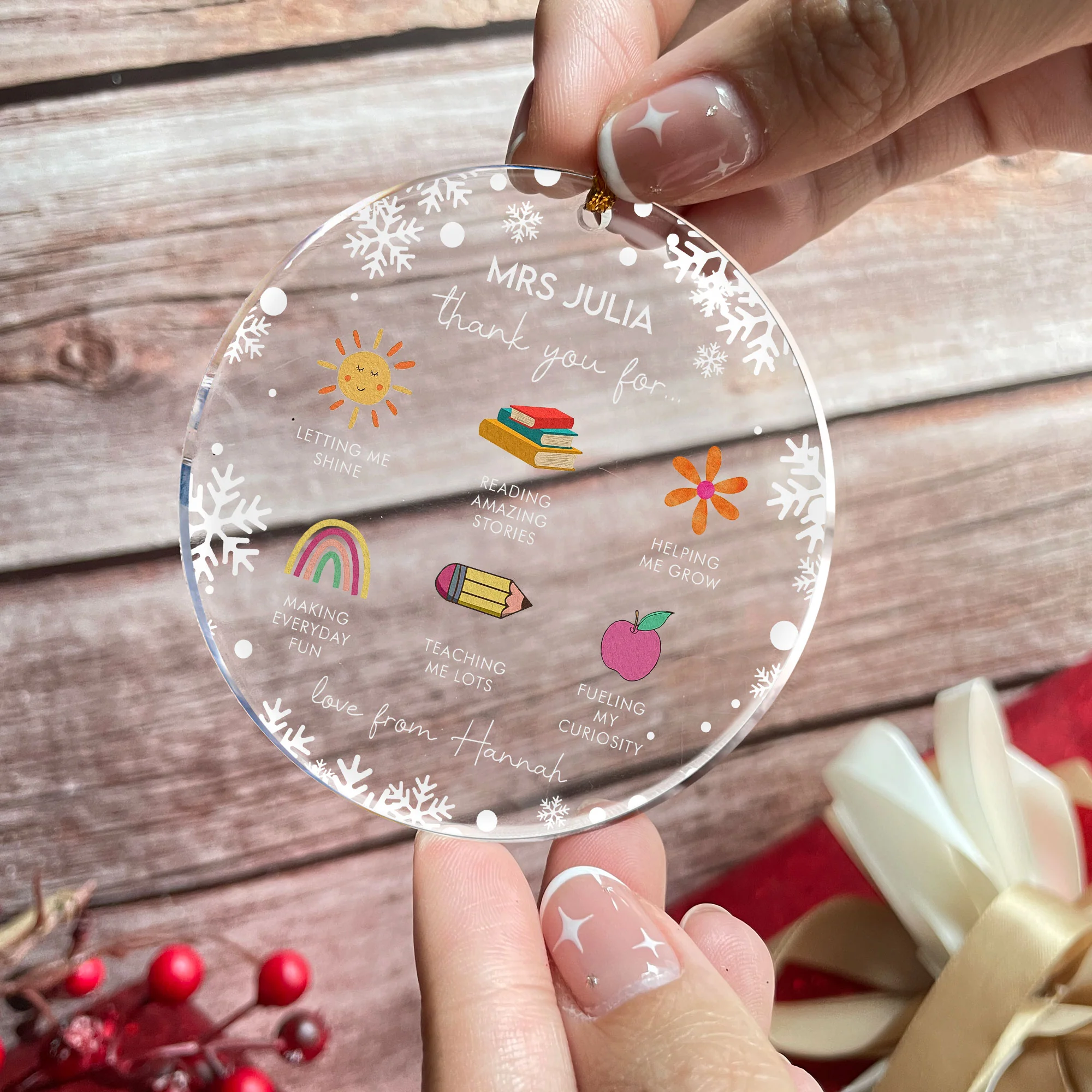 Thank You For Teacher - Personalized Acrylic Ornament - Image 2